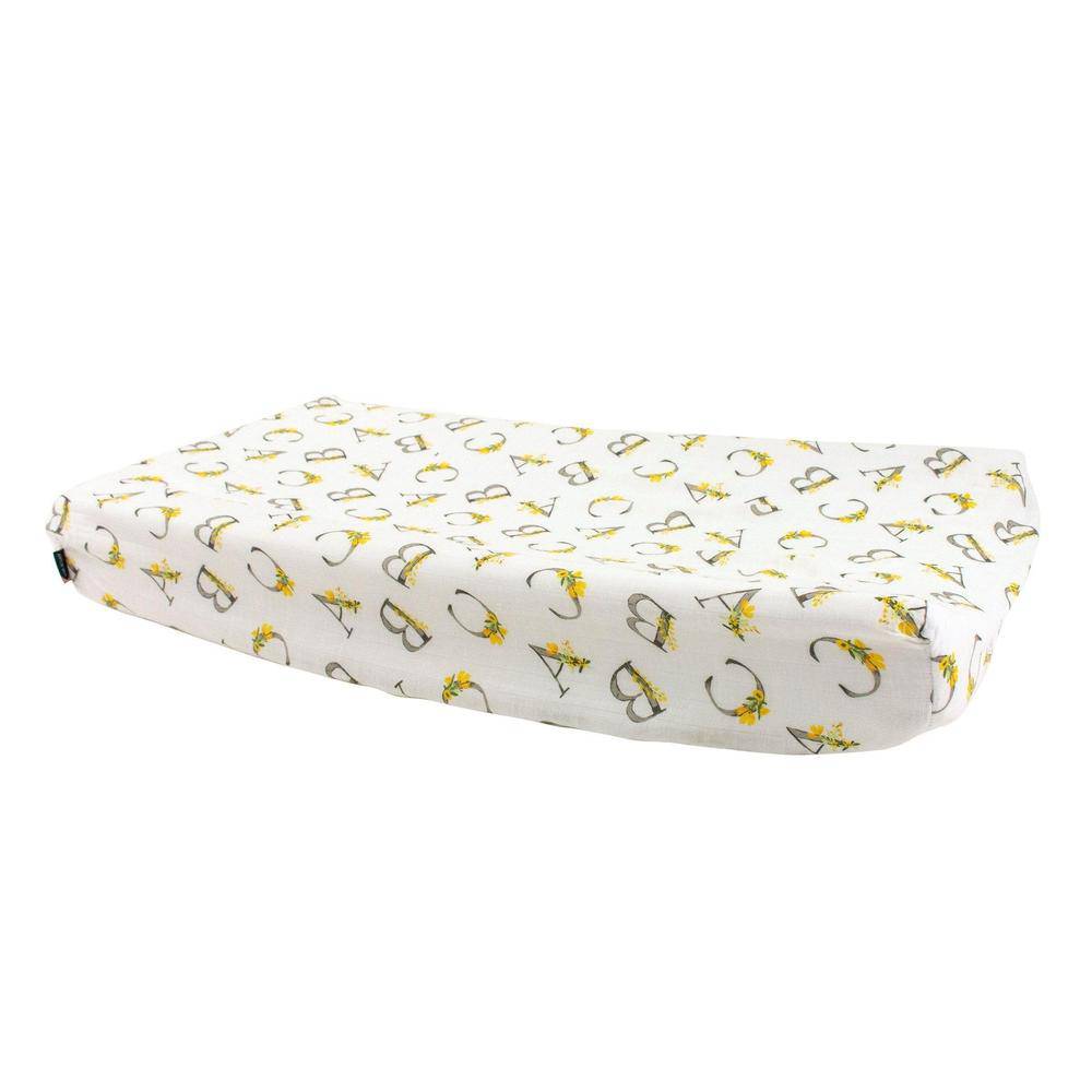 Floral Alphabet Oh So Soft Muslin Changing Pad Cover Changing Pad Cover Bebe au Lait