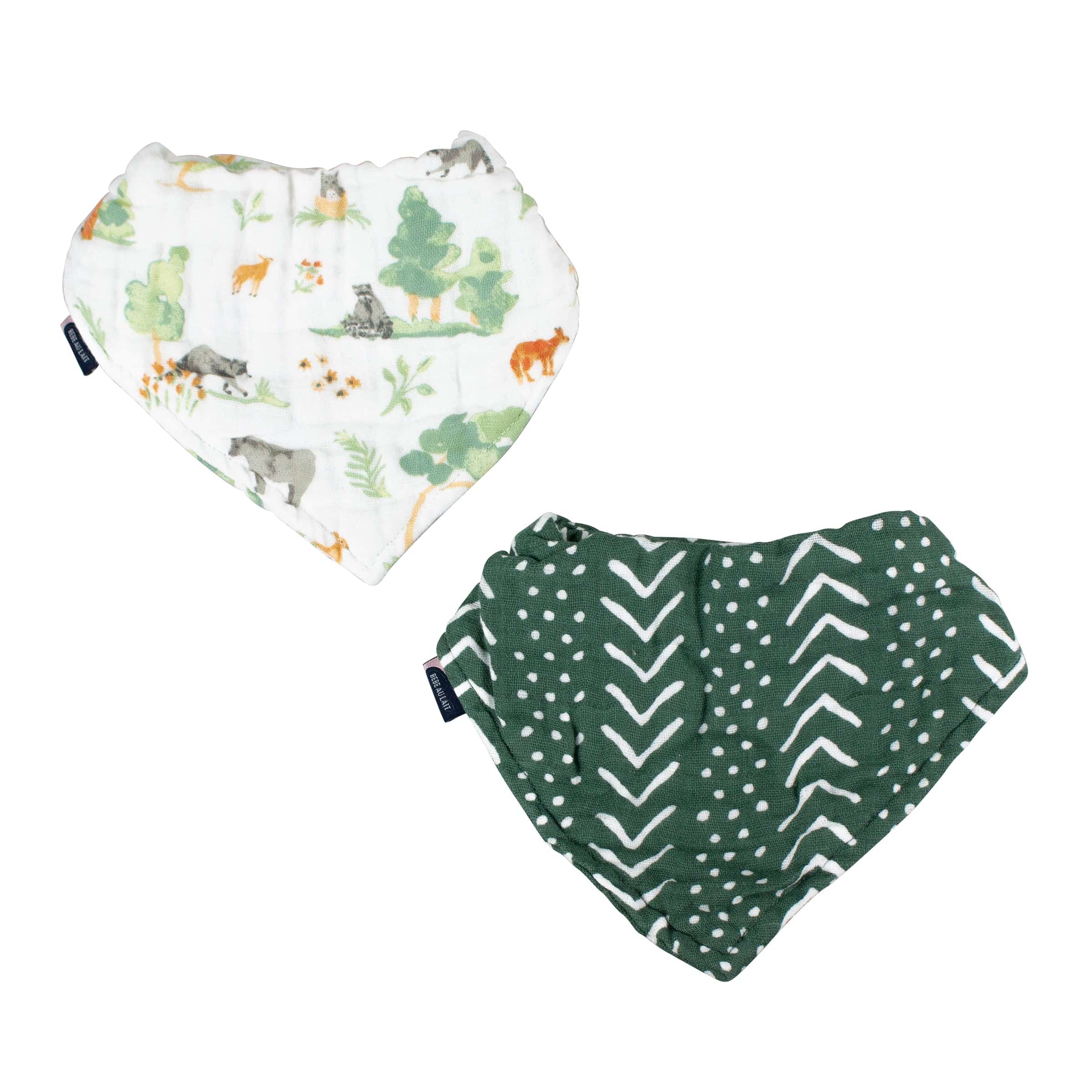 Forest Friends + Mudcloth Bandana Bib Set Bib Bebe au Lait