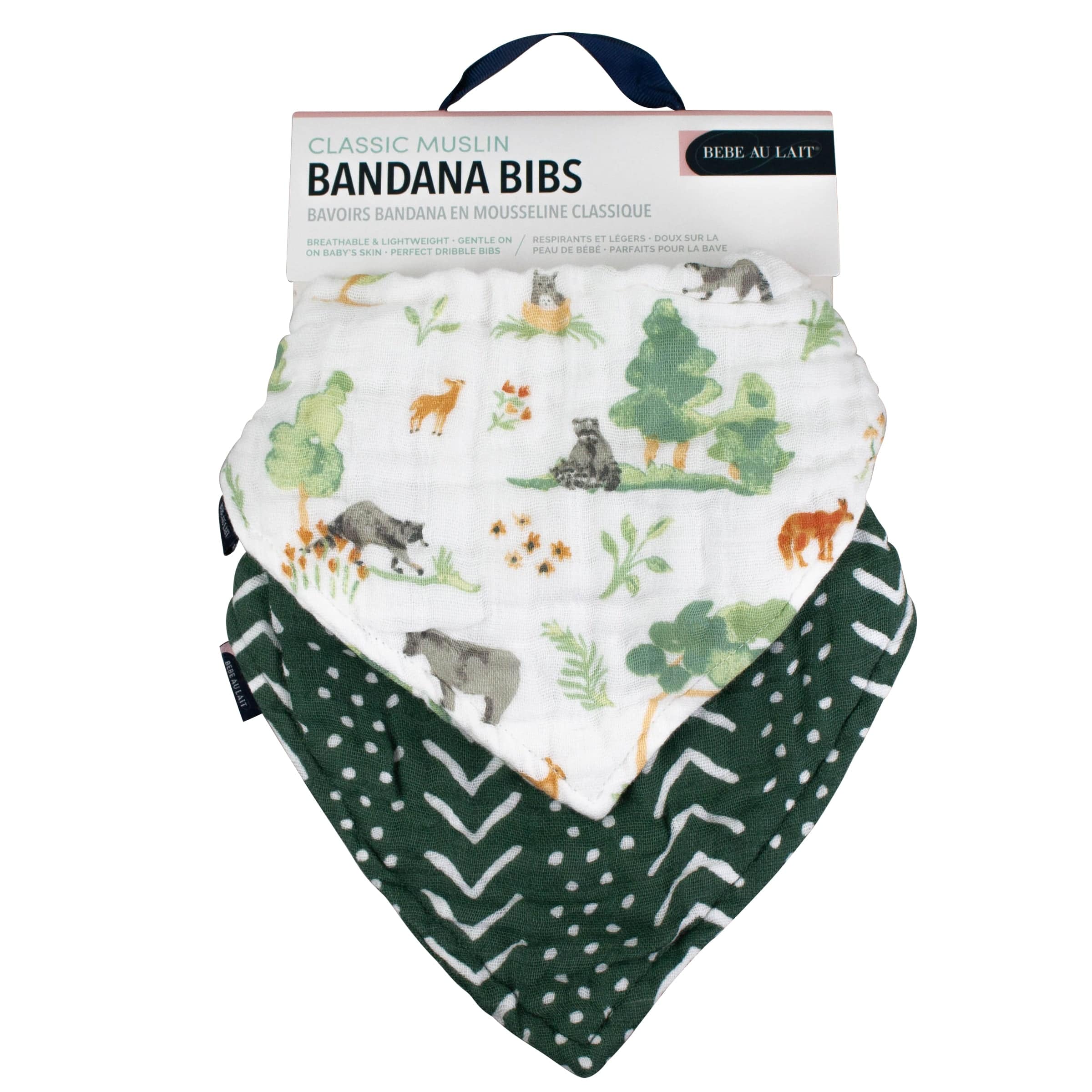 Forest Friends + Mudcloth Bandana Bib Set Bib Bebe au Lait