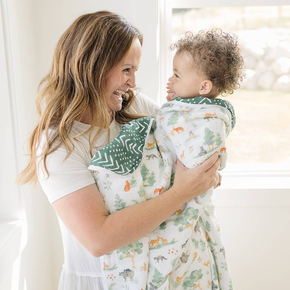 Forest Friends + Mudcloth Premium Cotton Snuggle Blanket Snuggle Blanket Bebe au Lait