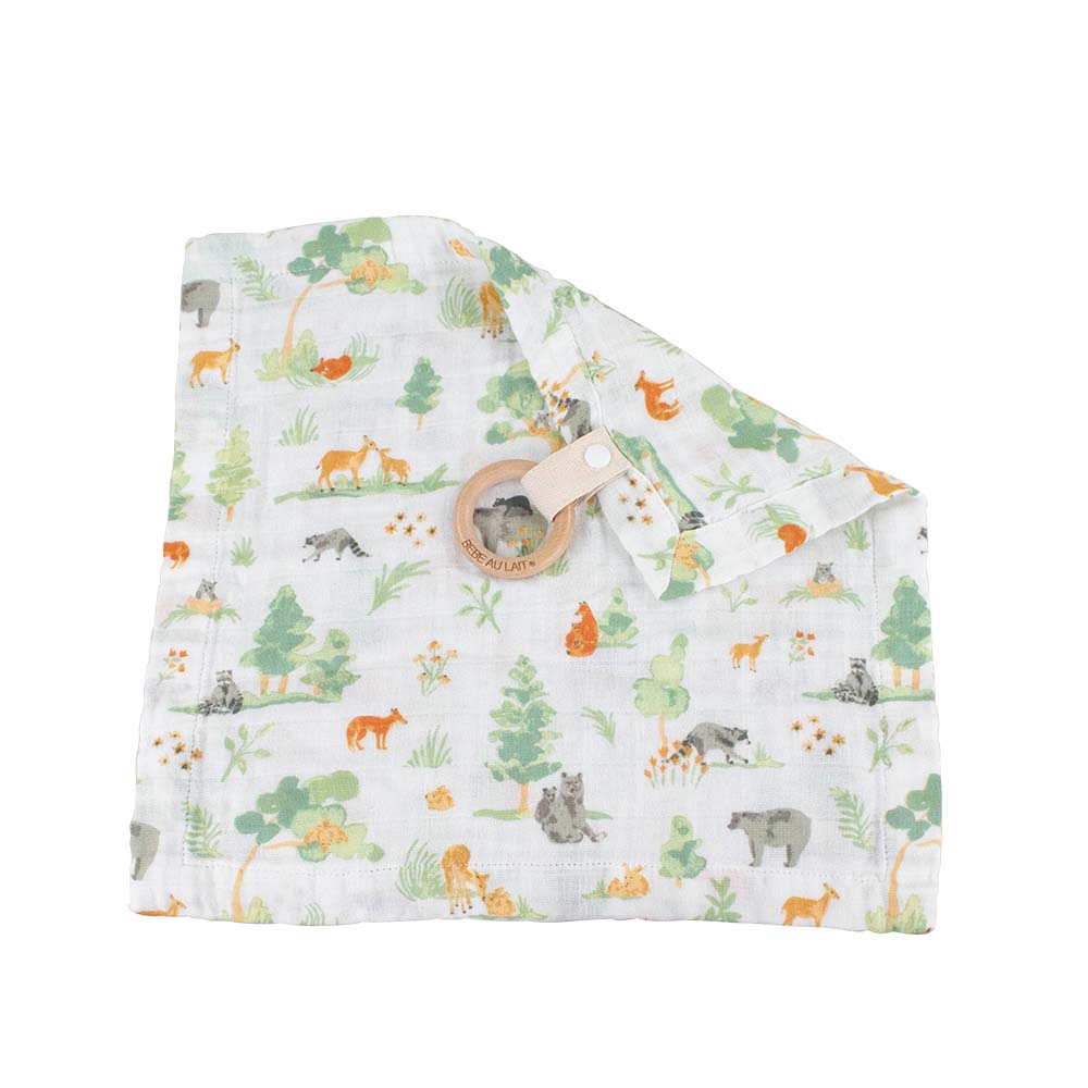 Forest Friends Classic Muslin Teether Blanket Teether Blanket Bebe au Lait