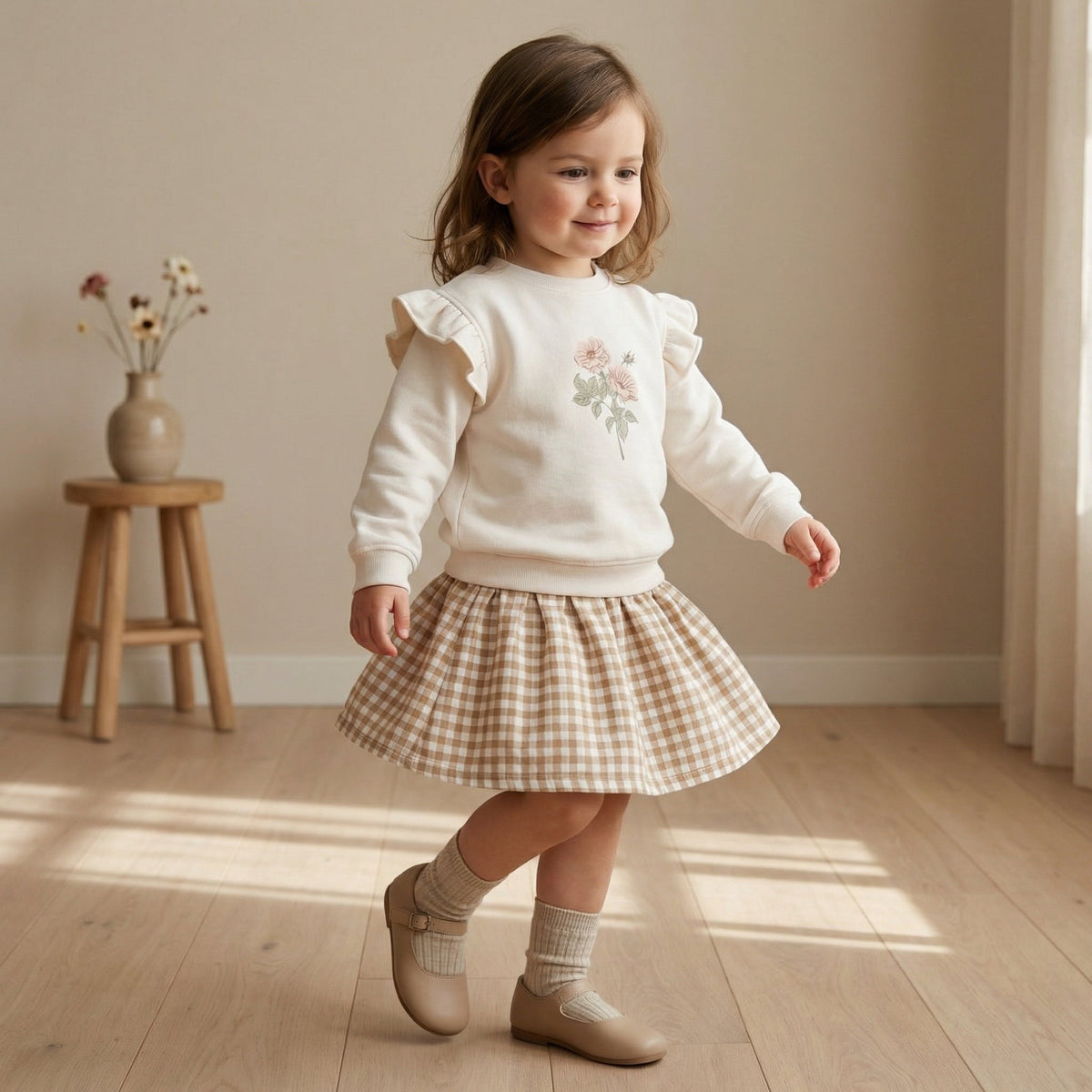 Organic Fleece Ruffle Sleeve Sweatshirt - Bloom