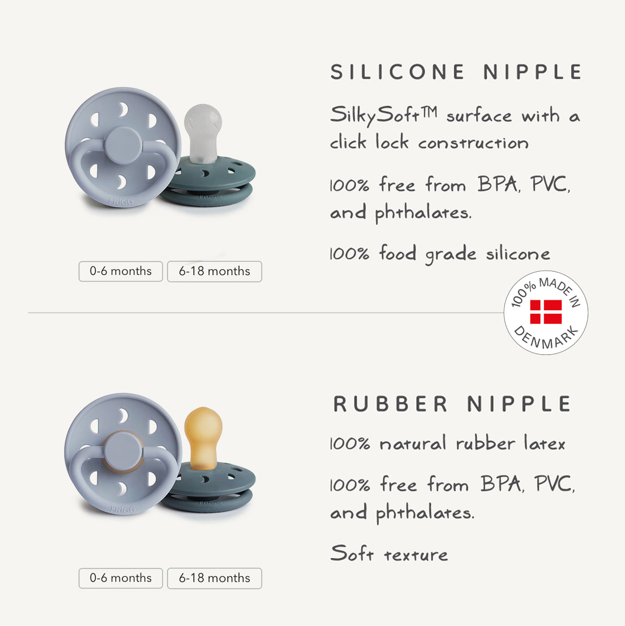 FRIGG Moon Silicone Pacifier 2-Pack FRIGG PACIFIERS Mushie