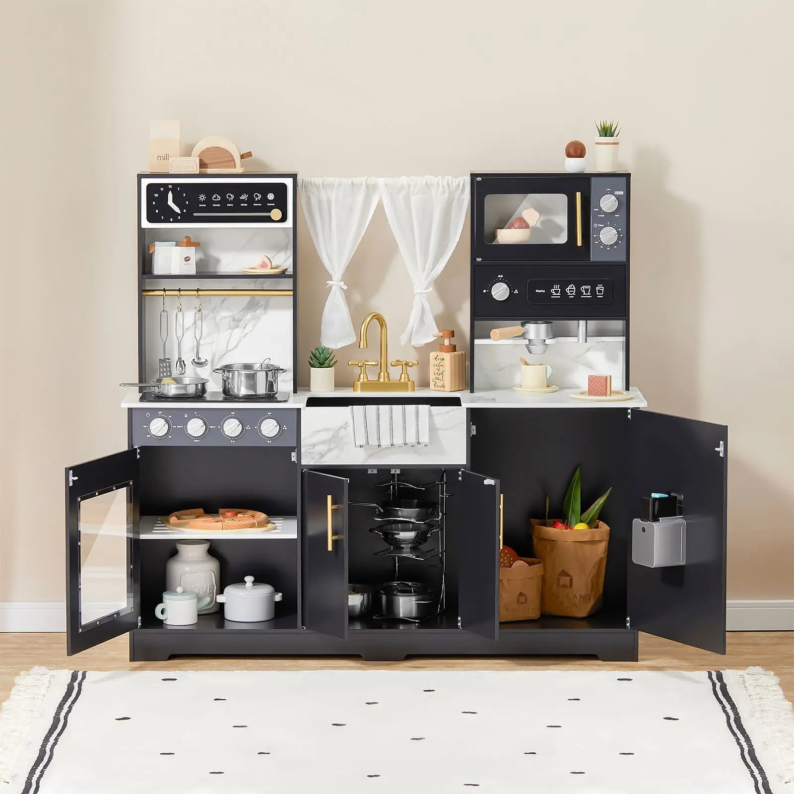 Tiny Land® Trendy Black Style Play Kitchen Toy Tiny Land