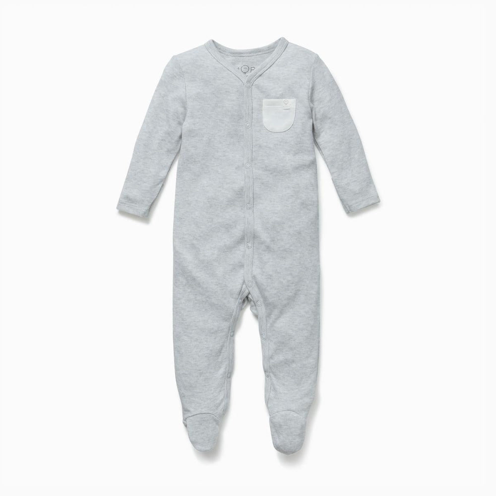 Front Opening Sleepsuit - Grey - FINAL SALE