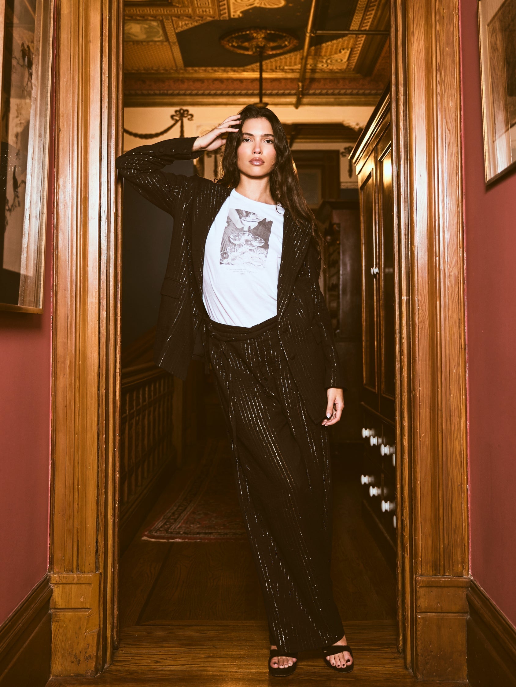 Willow Pant - Black Lurex Stripe