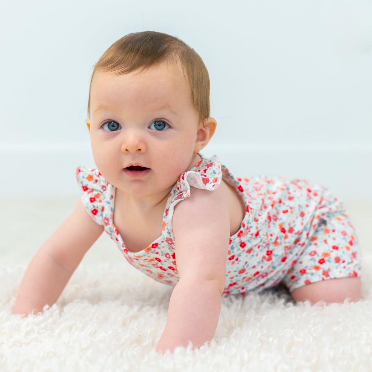 Flutter Sleeve Romper - Crimson Floral