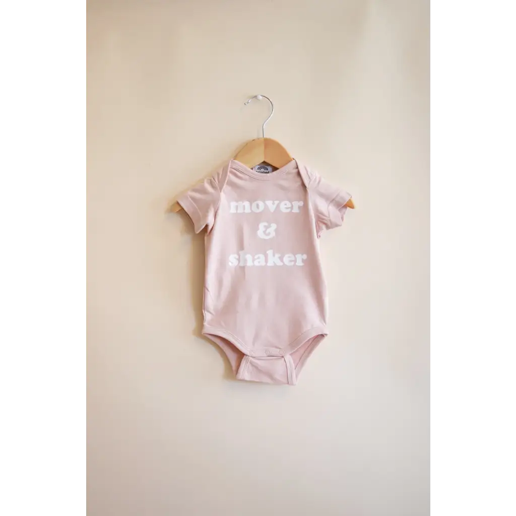 Mover & Shaker Organic Cotton Baby Bodysuit - Rose Dust