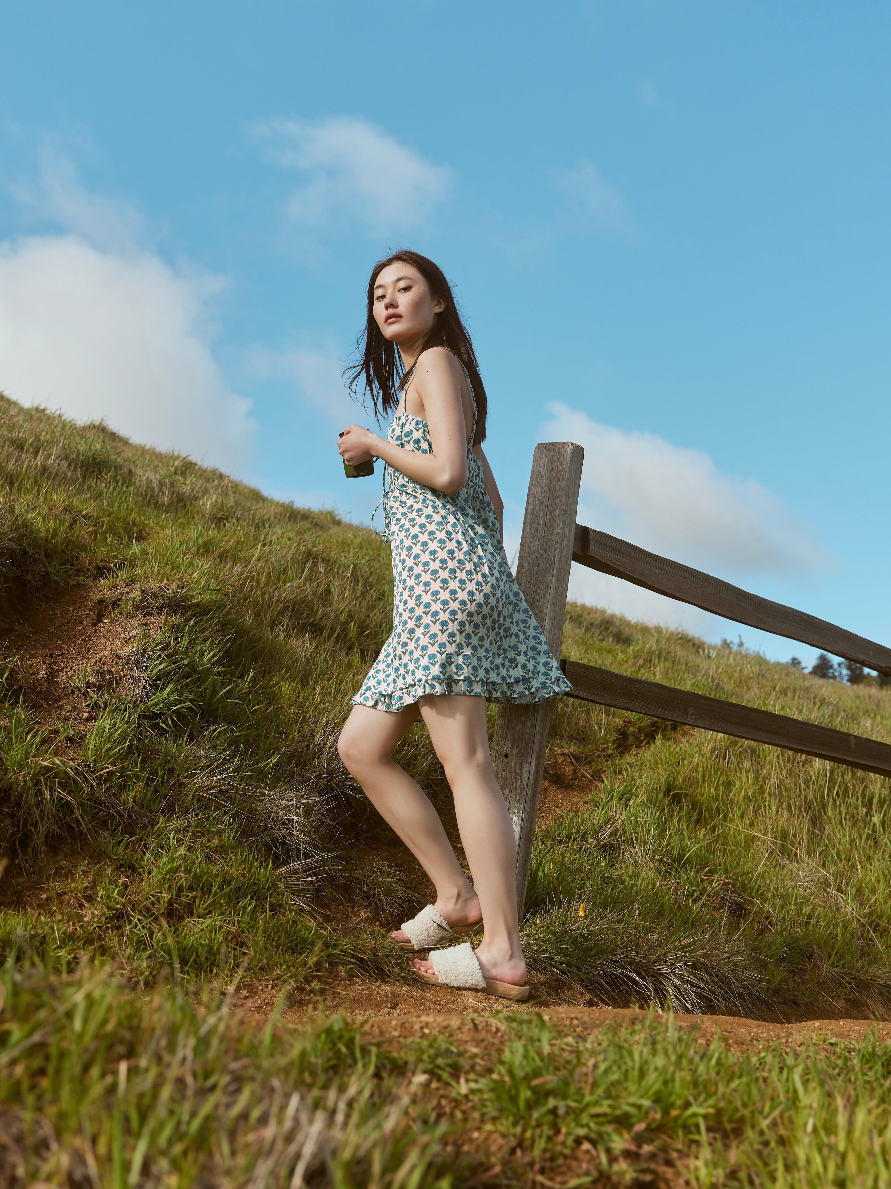 Andi Mini Nightgown - Ivory & Blue Bell