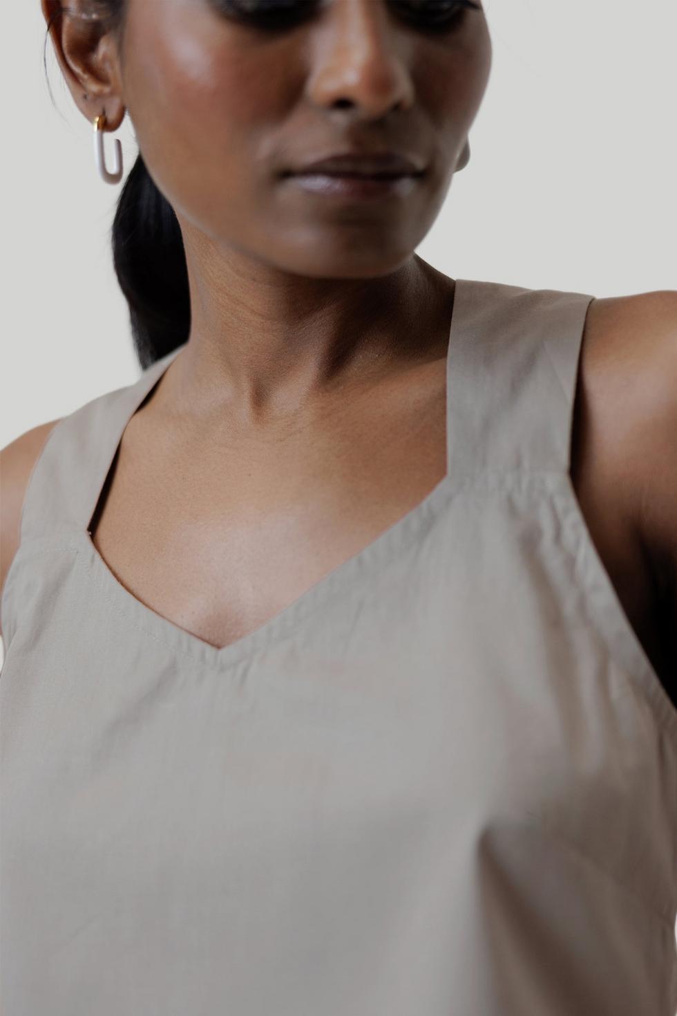 Crossback Tank Top - Poplin Ecru