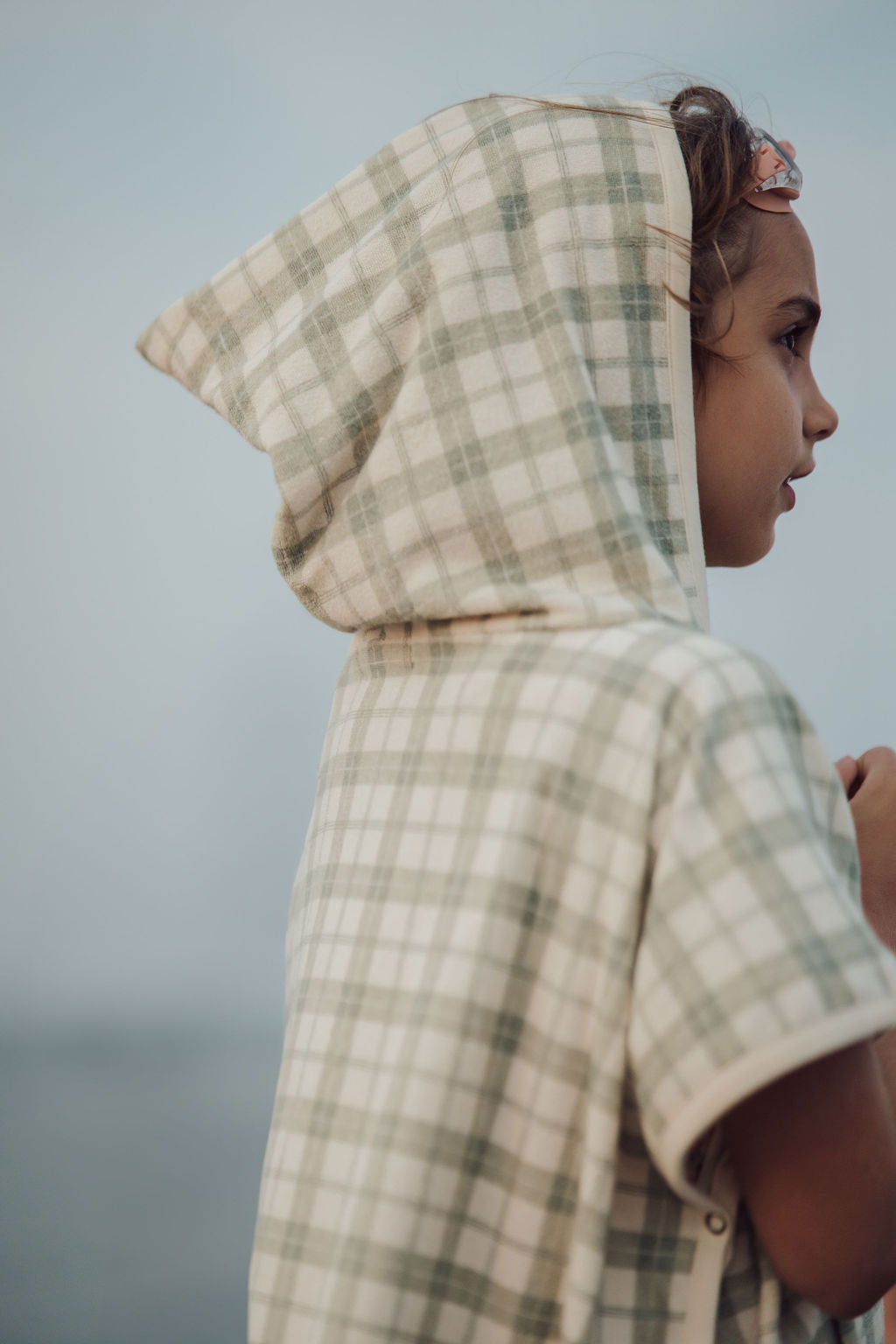 Bathing Towel Poncho | Organic Cotton - Fern Plaid