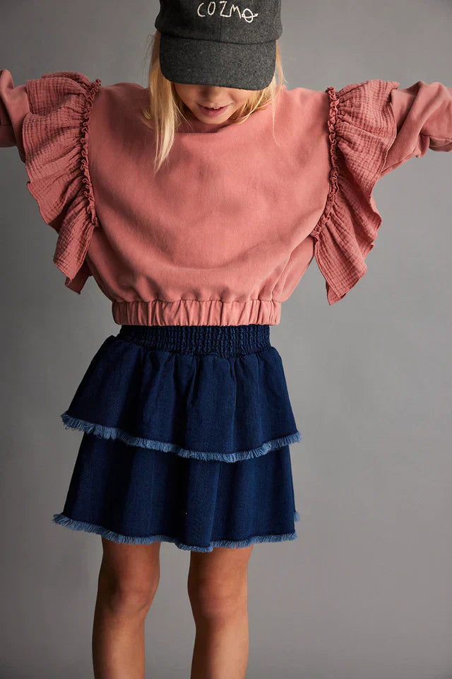 Herringbone denim skirt - Denim