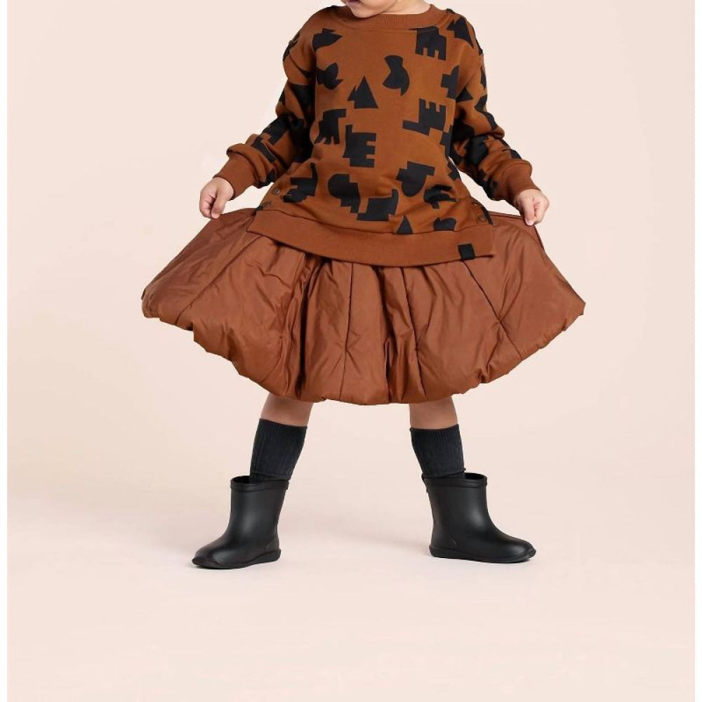 Girls Quilted Nylon Skirt - Rust