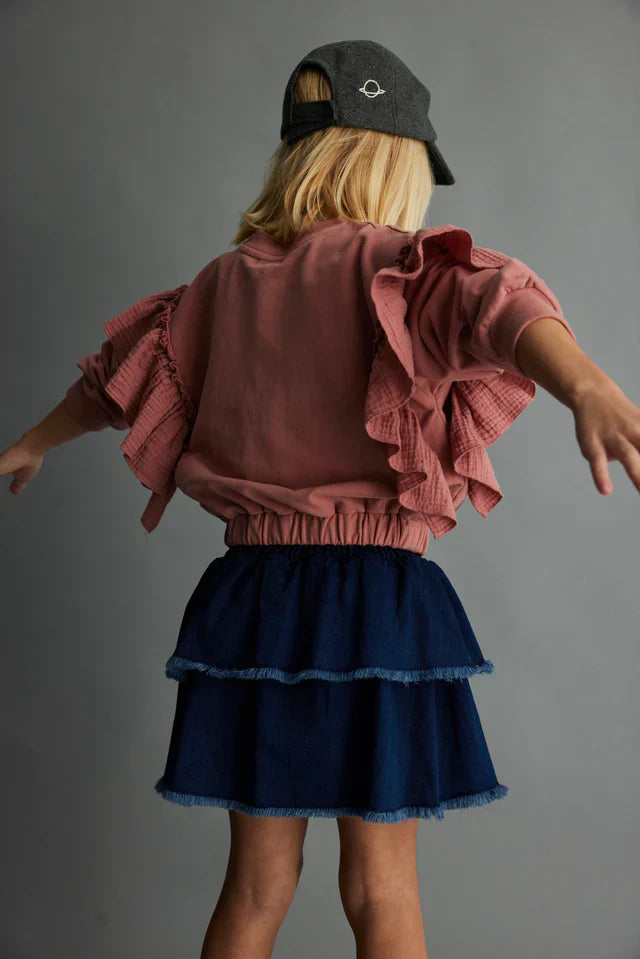 Herringbone denim skirt - Denim