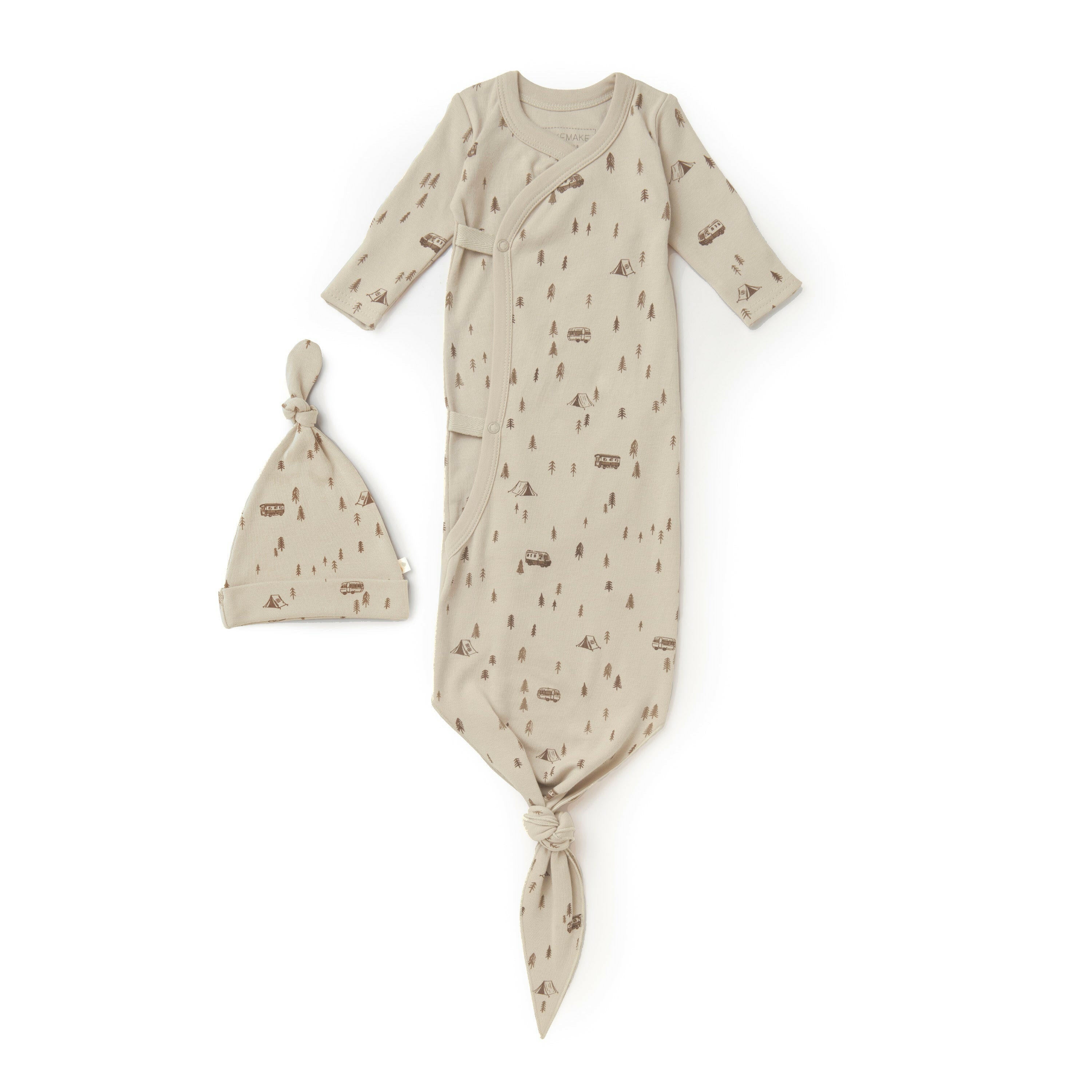 Organic Baby Sleep Gown Knotted - Camplife Kimono Knotted Gown Makemake Organics