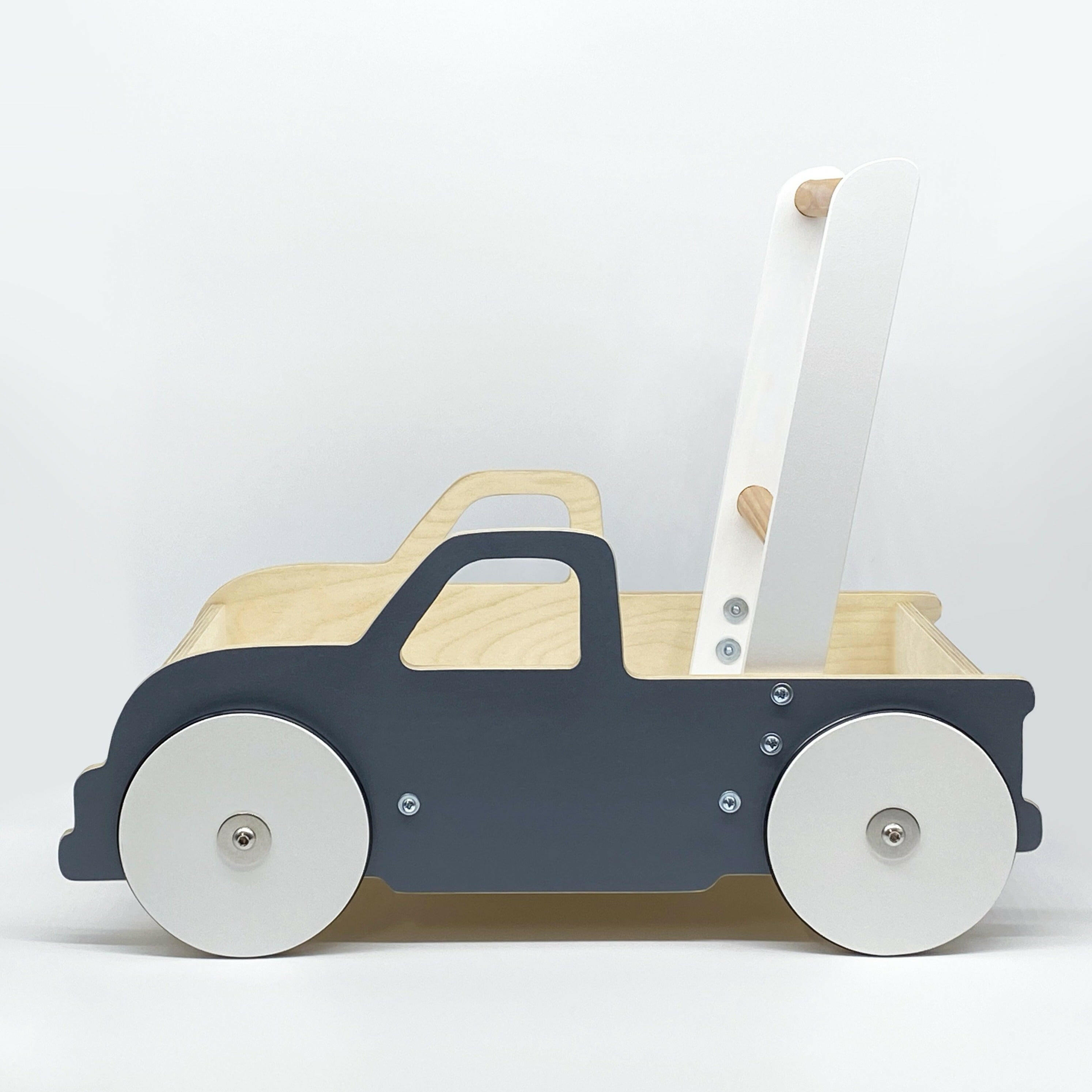 Luma Buggy: Charcoal Gray Truck Handcrafted Baby Wooden Push Walker Cart Luma Goods Co.