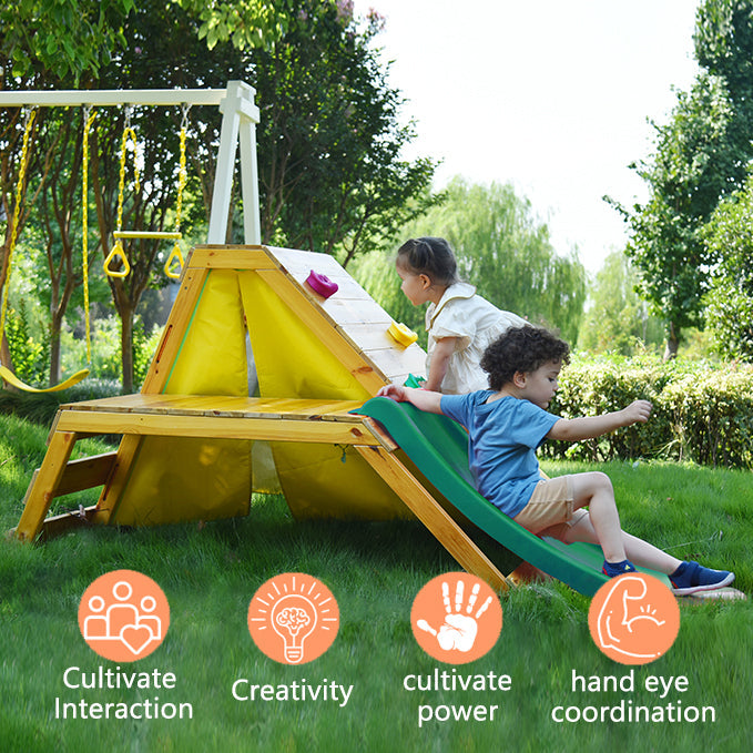 Palm - 5-in-1 Outdoor and Indoor Playground Playset Outdoor Avenlur.com