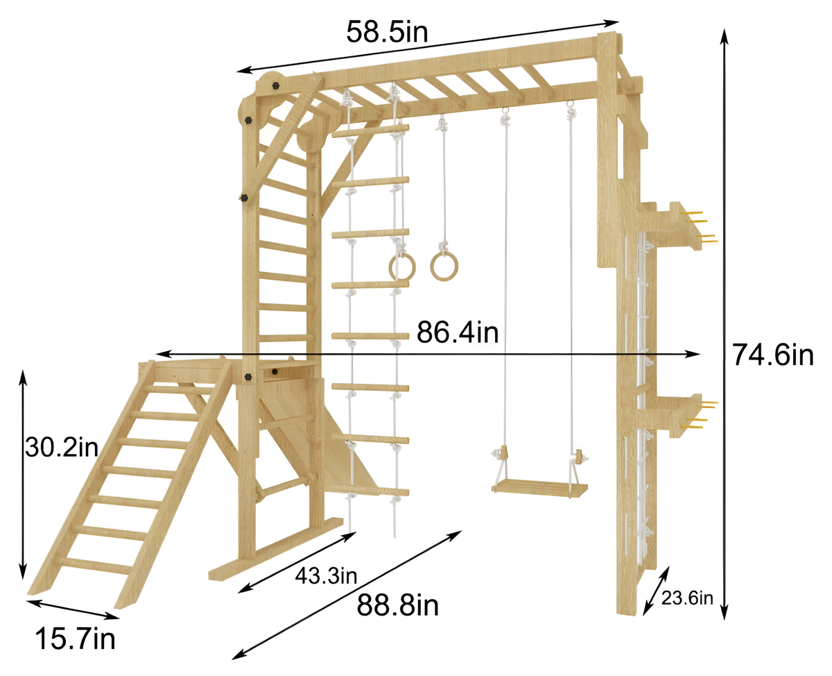 Grove Rainbow | Foldable Wall Mounted Indoor Jungle Gym, 8-in-1