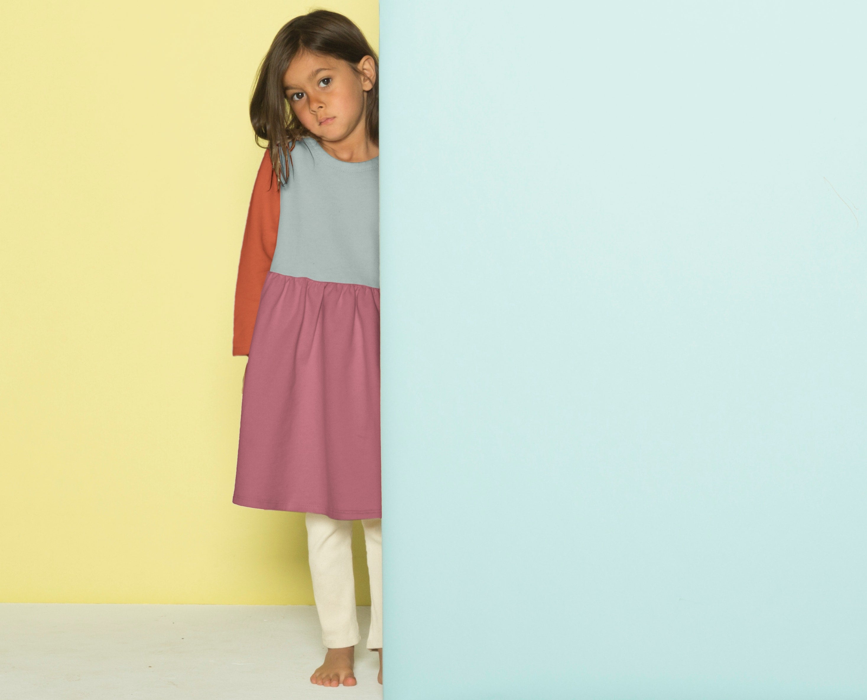 Two-Tone Organic Cotton Jersey Dress - Mado