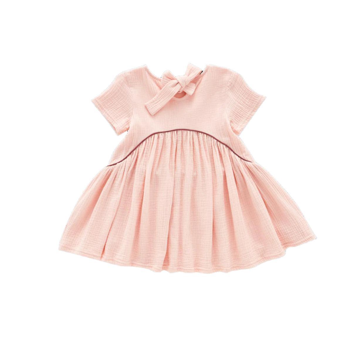 Girls Hi-Low Drop Waist Dress - Pink