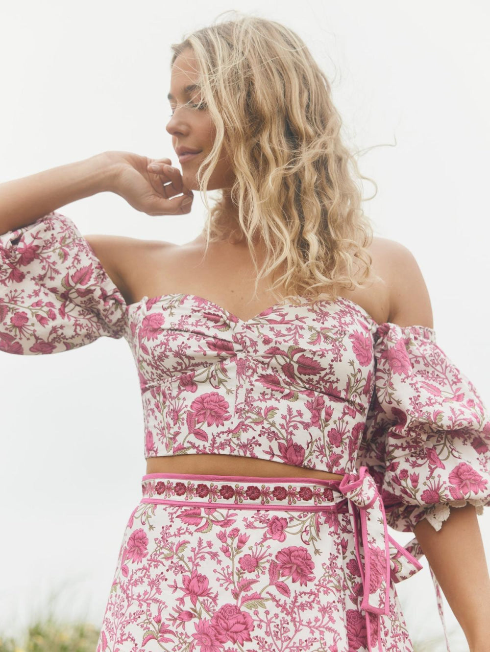 Hadley Off-The-Shoulder Top - Carmine Rose Floral - FINAL SALE
