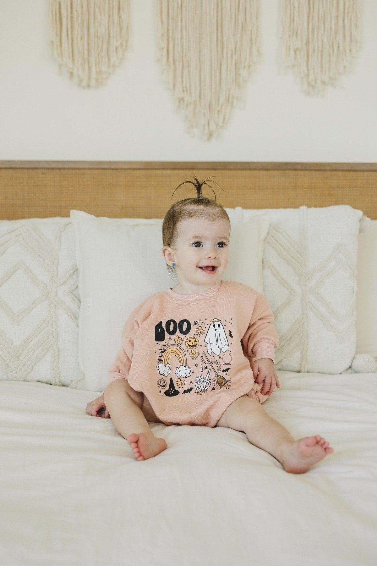 Baby Girls Halloween Sweatshirt Romper