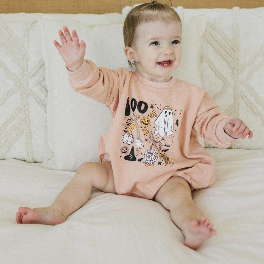 Baby Girls Halloween Sweatshirt Romper
