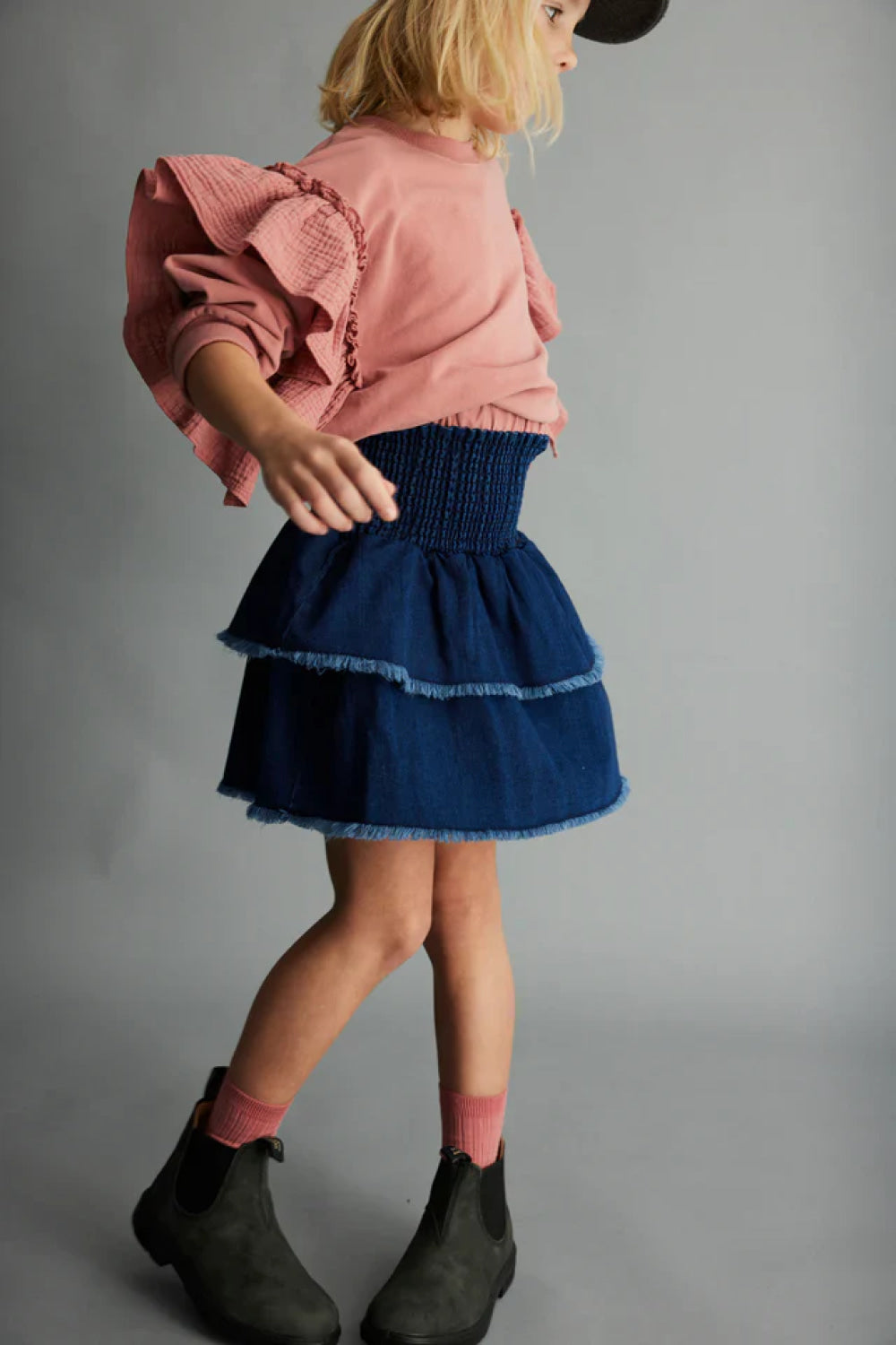 Herringbone denim skirt - Denim