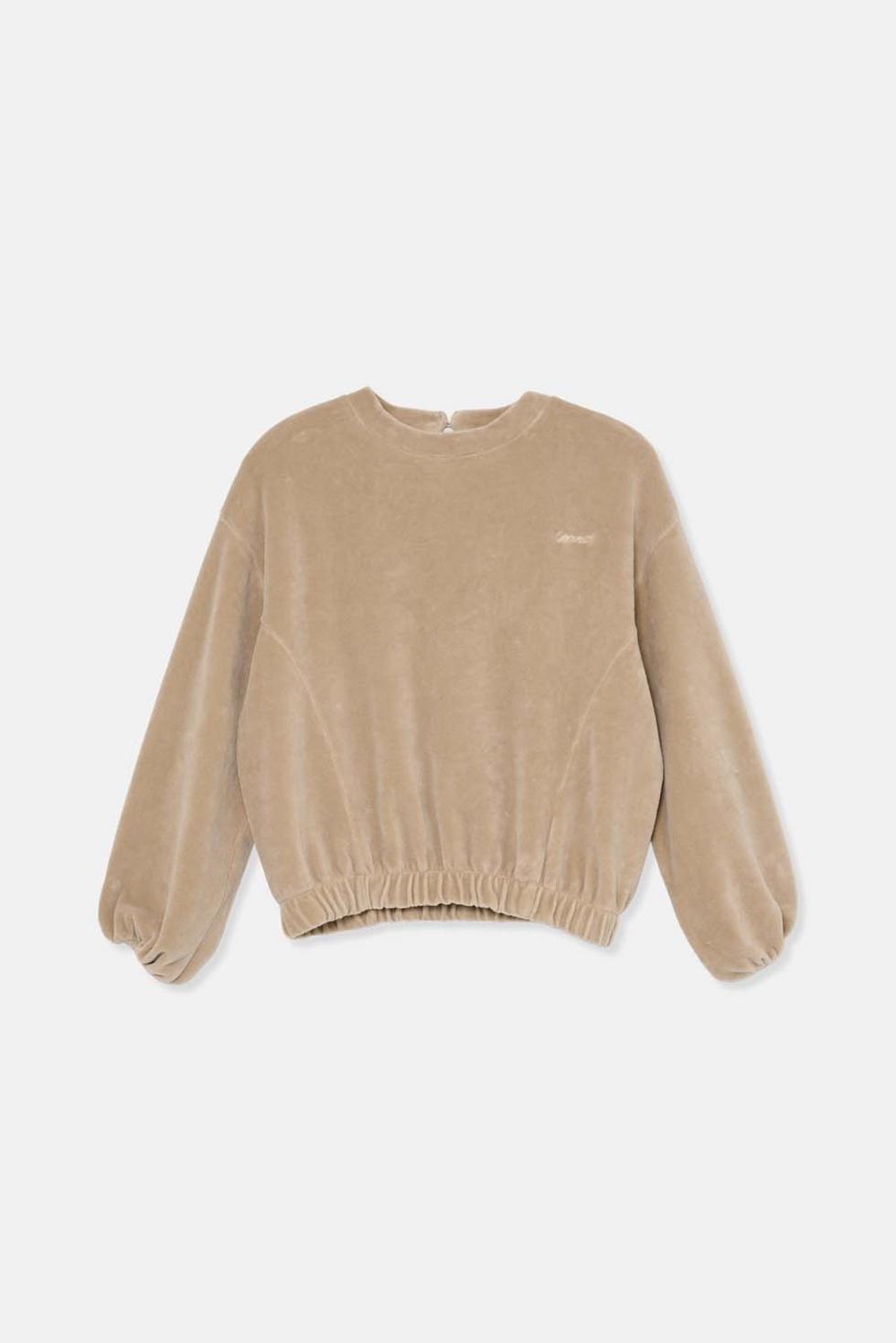 Organic velour sweatshirt - Stone