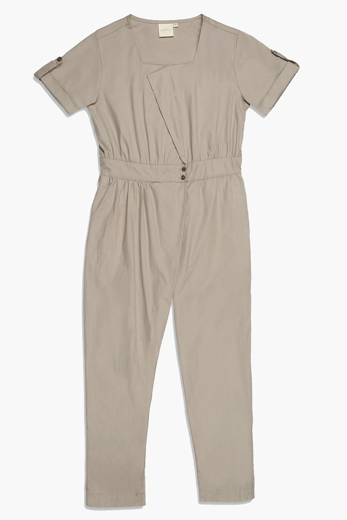 Overlap Jumpsuit - Poplin Ecru