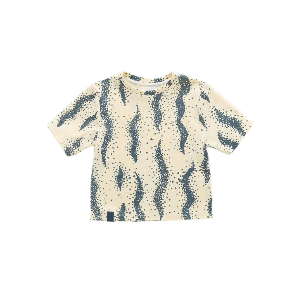 Boxy T-Shirt with All Over Print - Cream