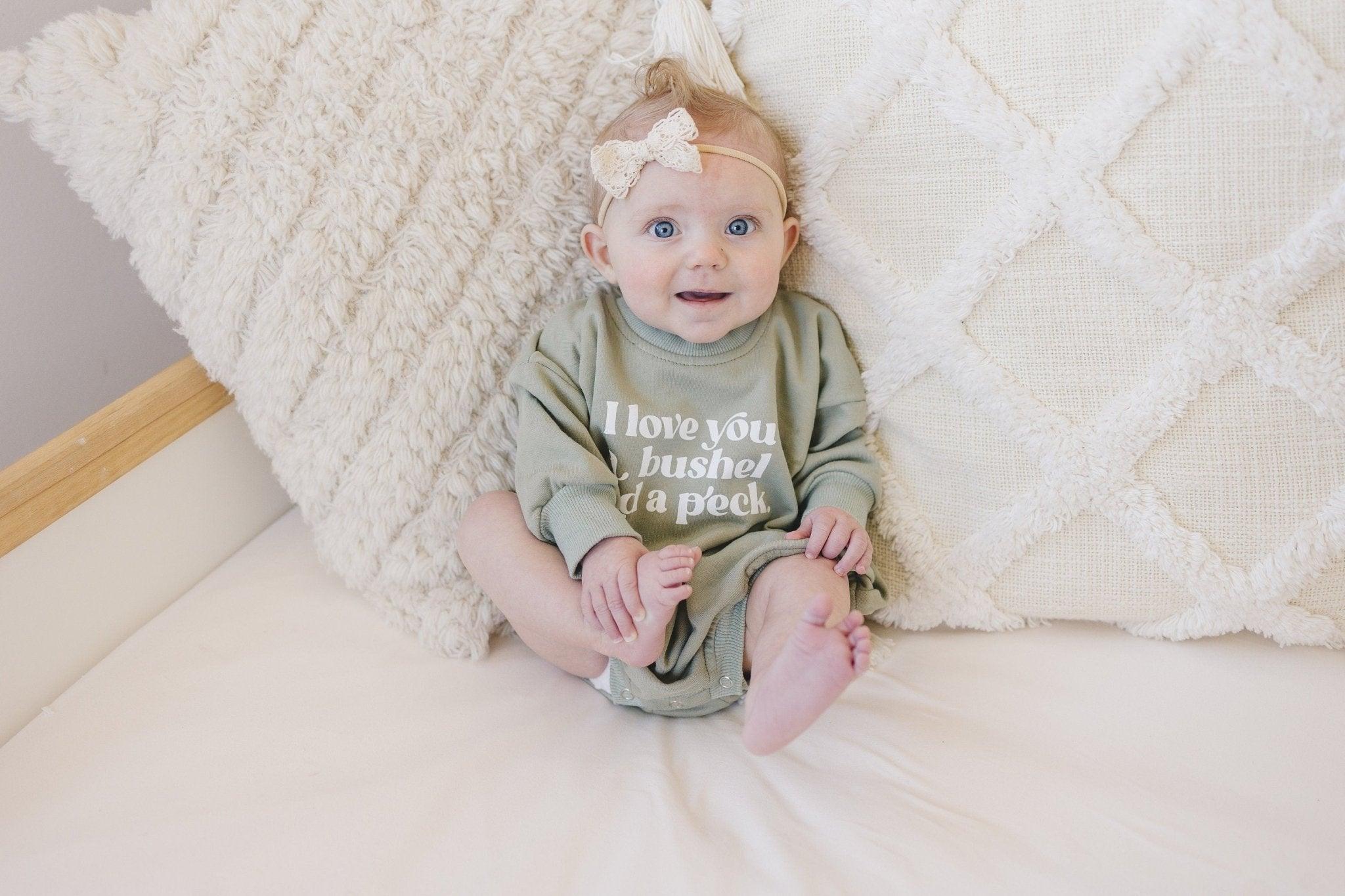 I Love You A Bushel and a Peck Sweatshirt Romper - more colors