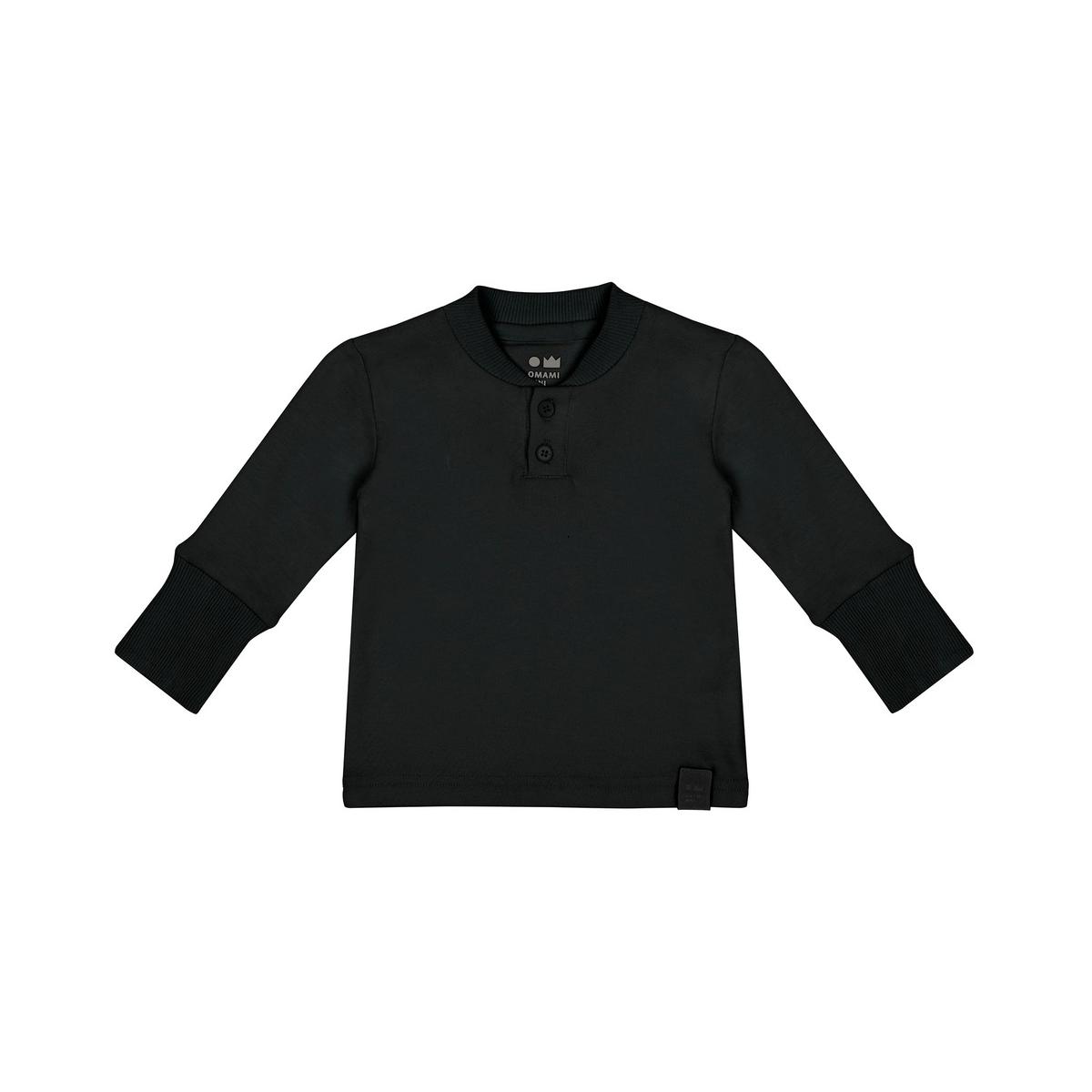 Baby Henley with Long Sleeve - Black