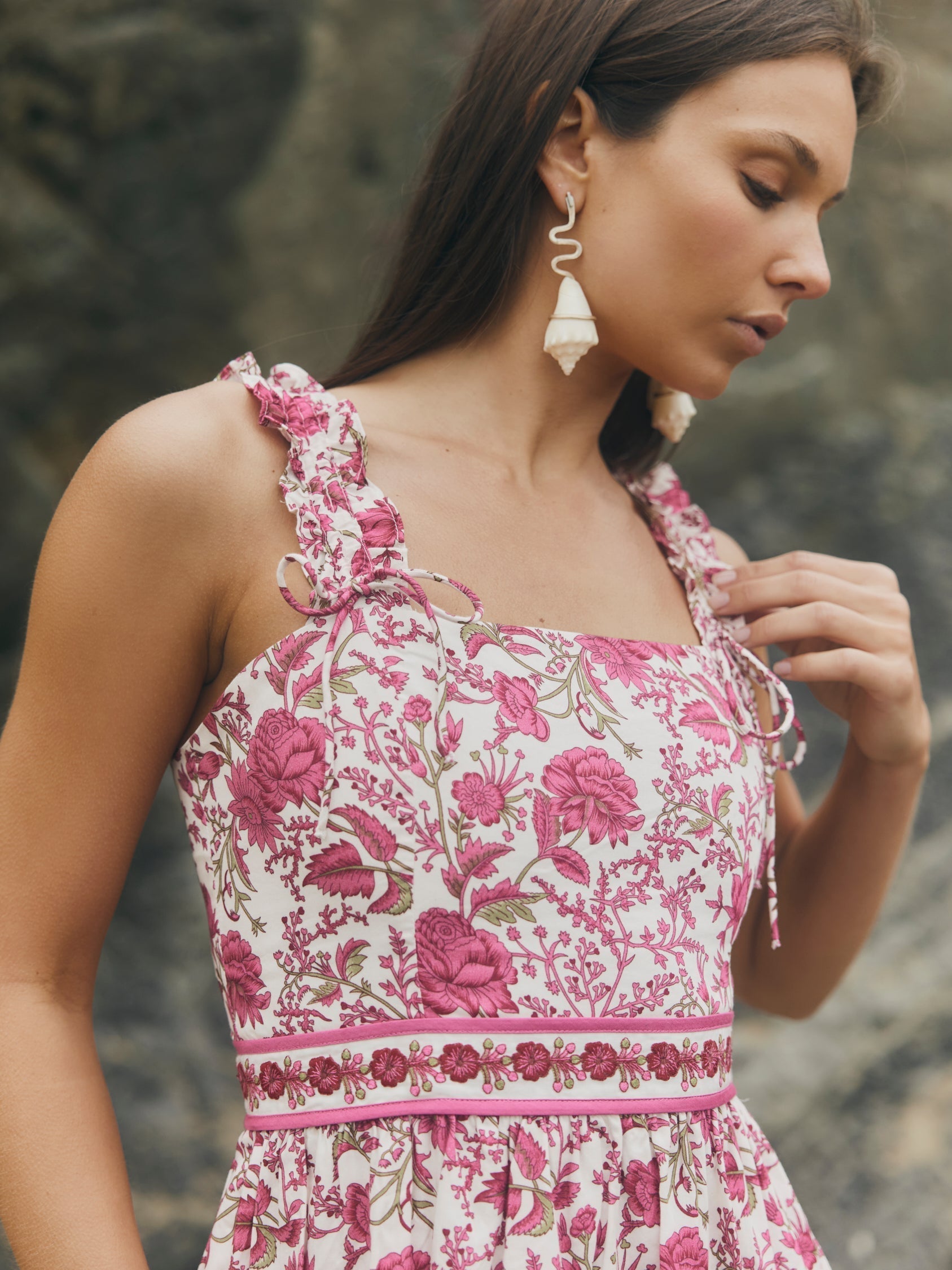 Bailey Midi Dress - Carmine Rose Floral