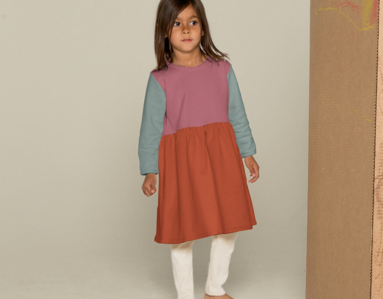 Two-Tone Organic Cotton Jersey Dress - Soho
