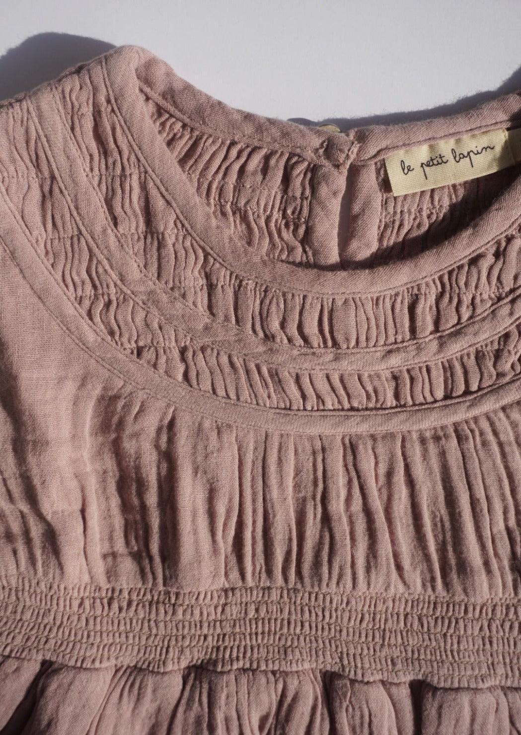 Baby Organic Muslin Layered Top - Raspberry Cream