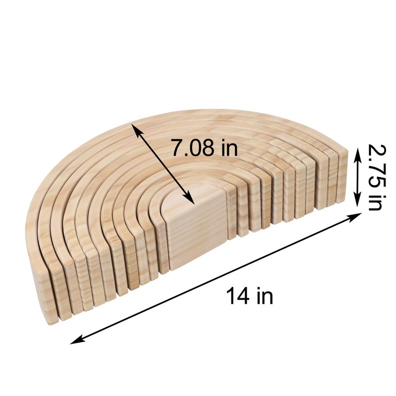 **Pre-order (Ships in 2-3 Weeks)**12 Pcs Pine Wood Natural Wooden Large Rainbow Stacking Blocks