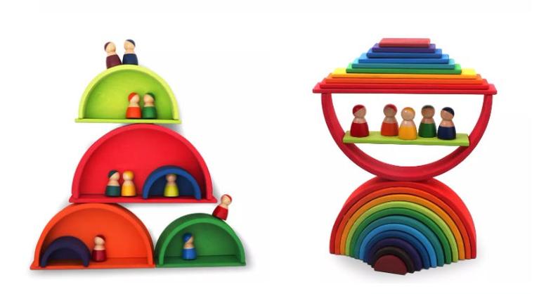 **Pre-order (Ships in 2-3 Weeks)**11 Pcs Wooden Rainbow Rectangular Building Boards in Primary Colors