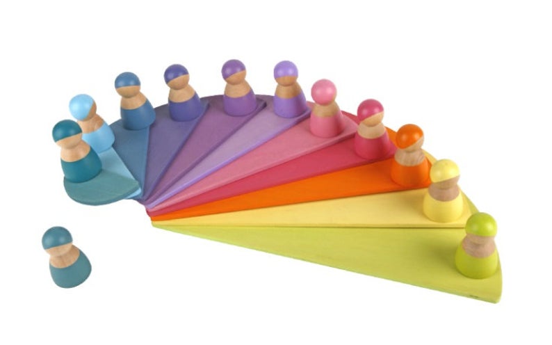 **Pre-order (Ships in 2-3 Weeks)**11 Pcs Large Wooden Rainbow Stacking Semi-Circles – Pastel/Macaron Colors