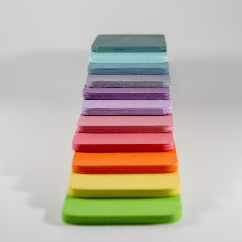 **Pre-order (Ships in 2-3 Weeks)**11 Pcs Wooden Rectangular Building Boards in Pastel/Macaron Colors