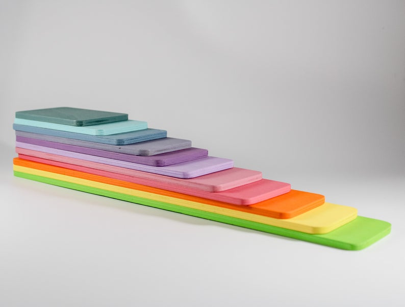 **Pre-order (Ships in 2-3 Weeks)**11 Pcs Wooden Rectangular Building Boards in Pastel/Macaron Colors