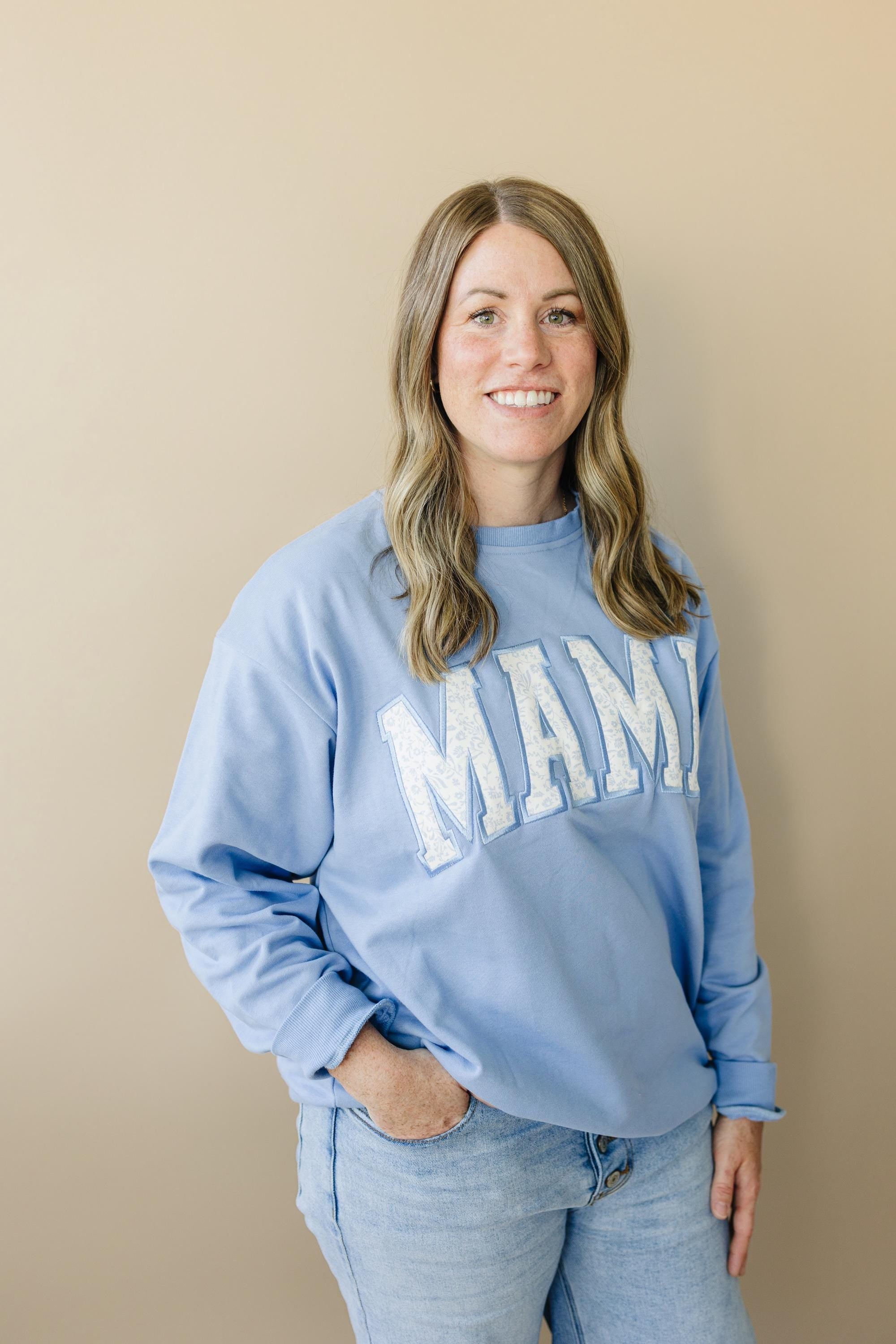 Mama Applique Crewneck Sweatshirt - Embroidered Womens Crew Sweatshirt - Mommy and Me Matching Outfit