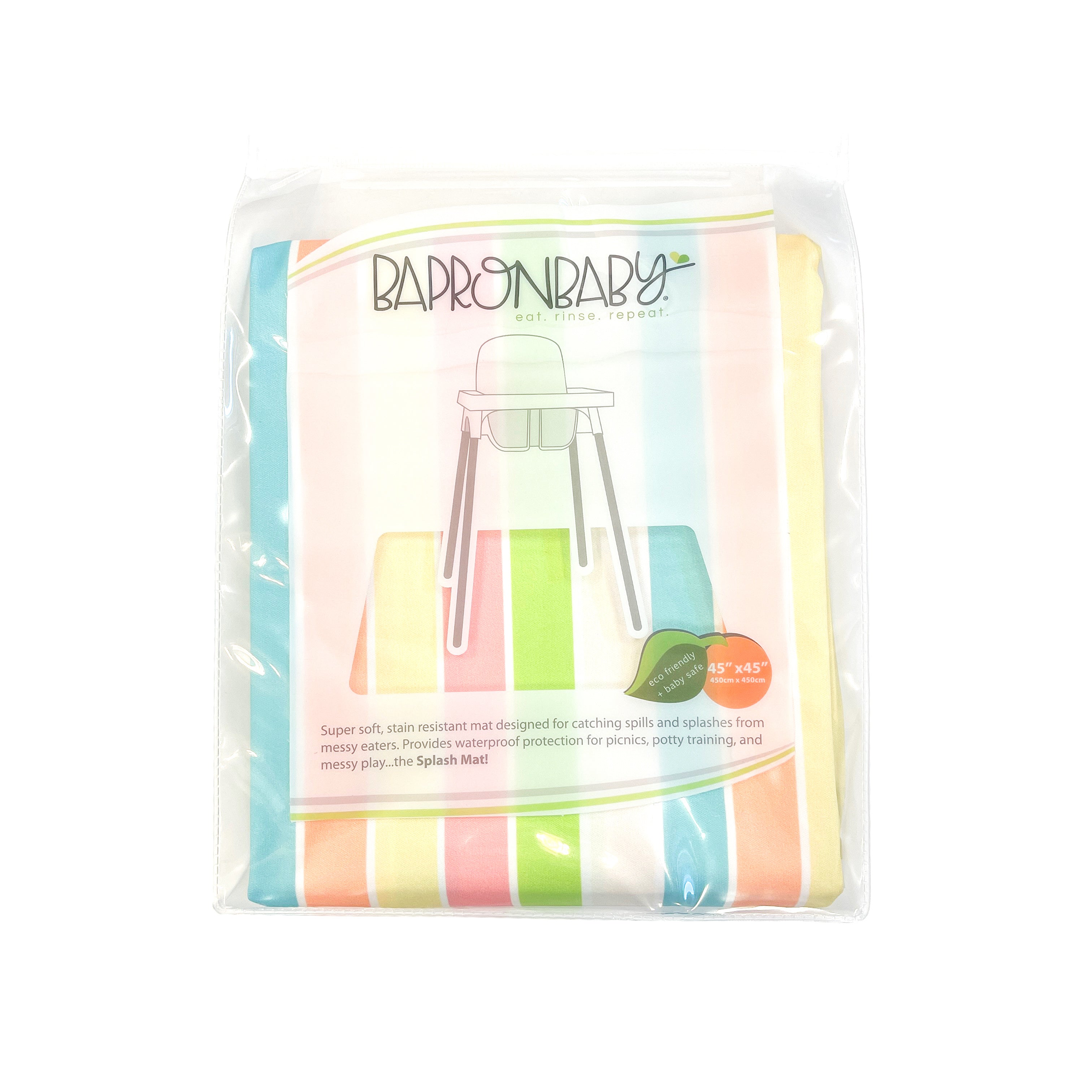Rainbow Stripes Splash Mat - A Waterproof Catch-All for Highchair Spills and More! BapronBaby