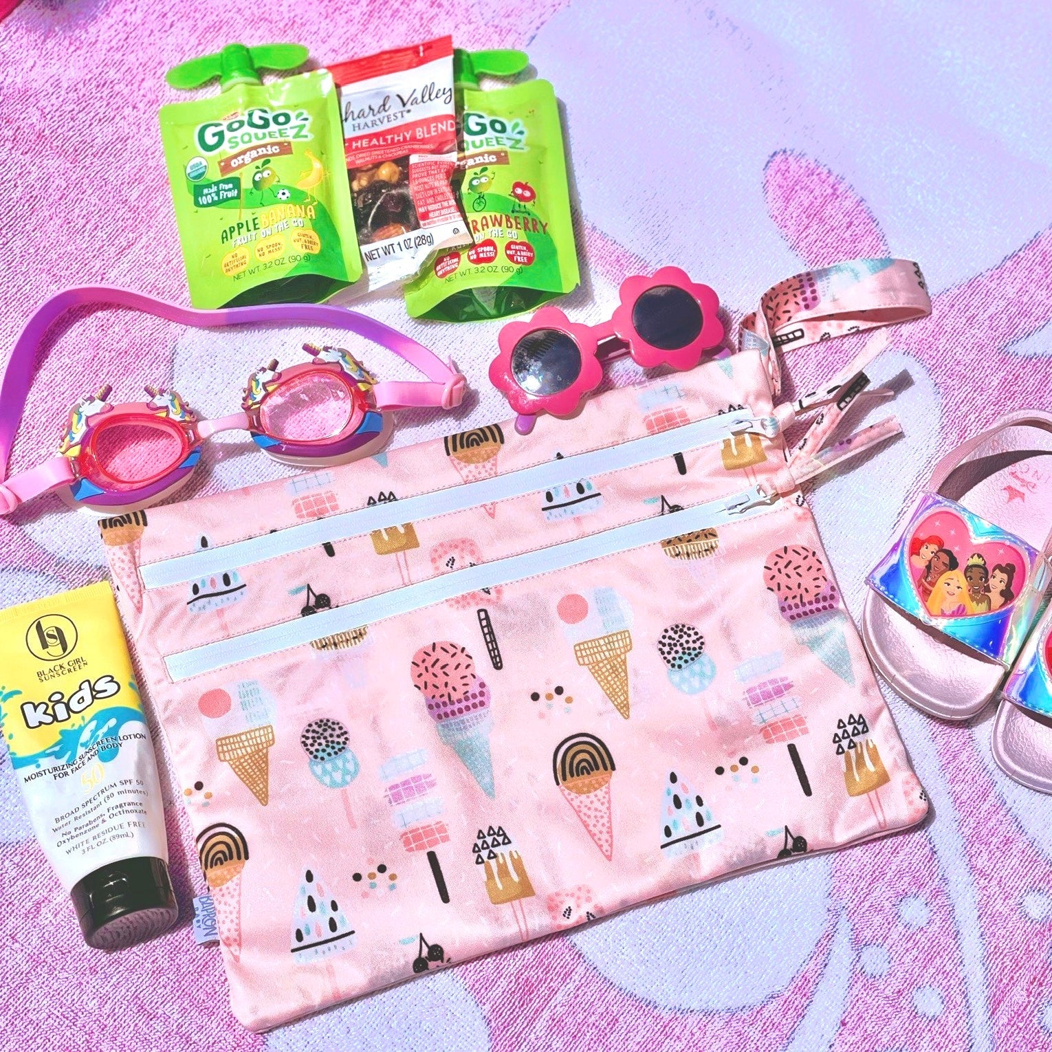 Pink Ice Cream - Waterproof Wet Bag (For mealtime, on-the-go, and more!) BapronBaby