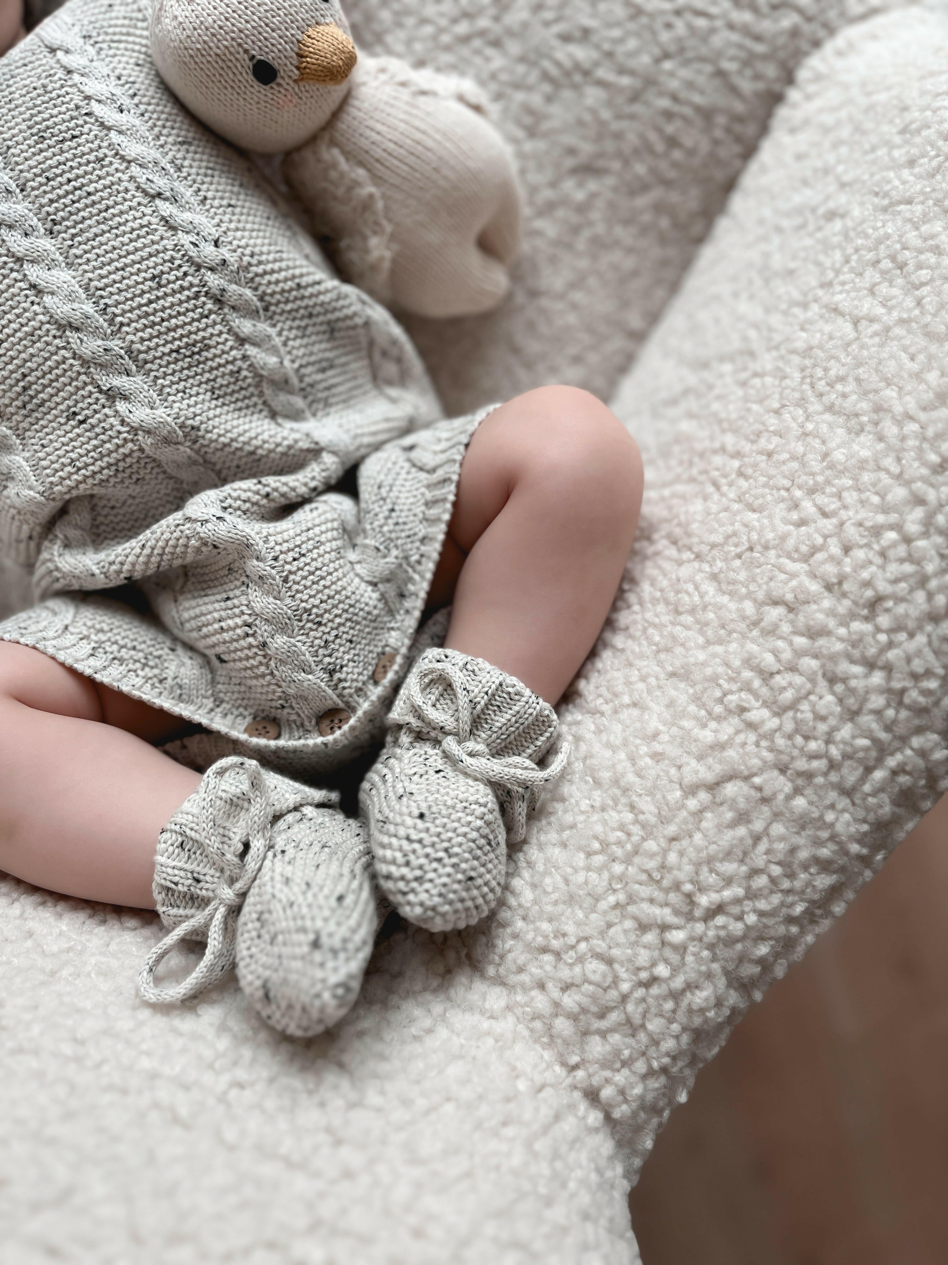 Luna + Luca Organic Booties - Black Speckle  Luna + Luca