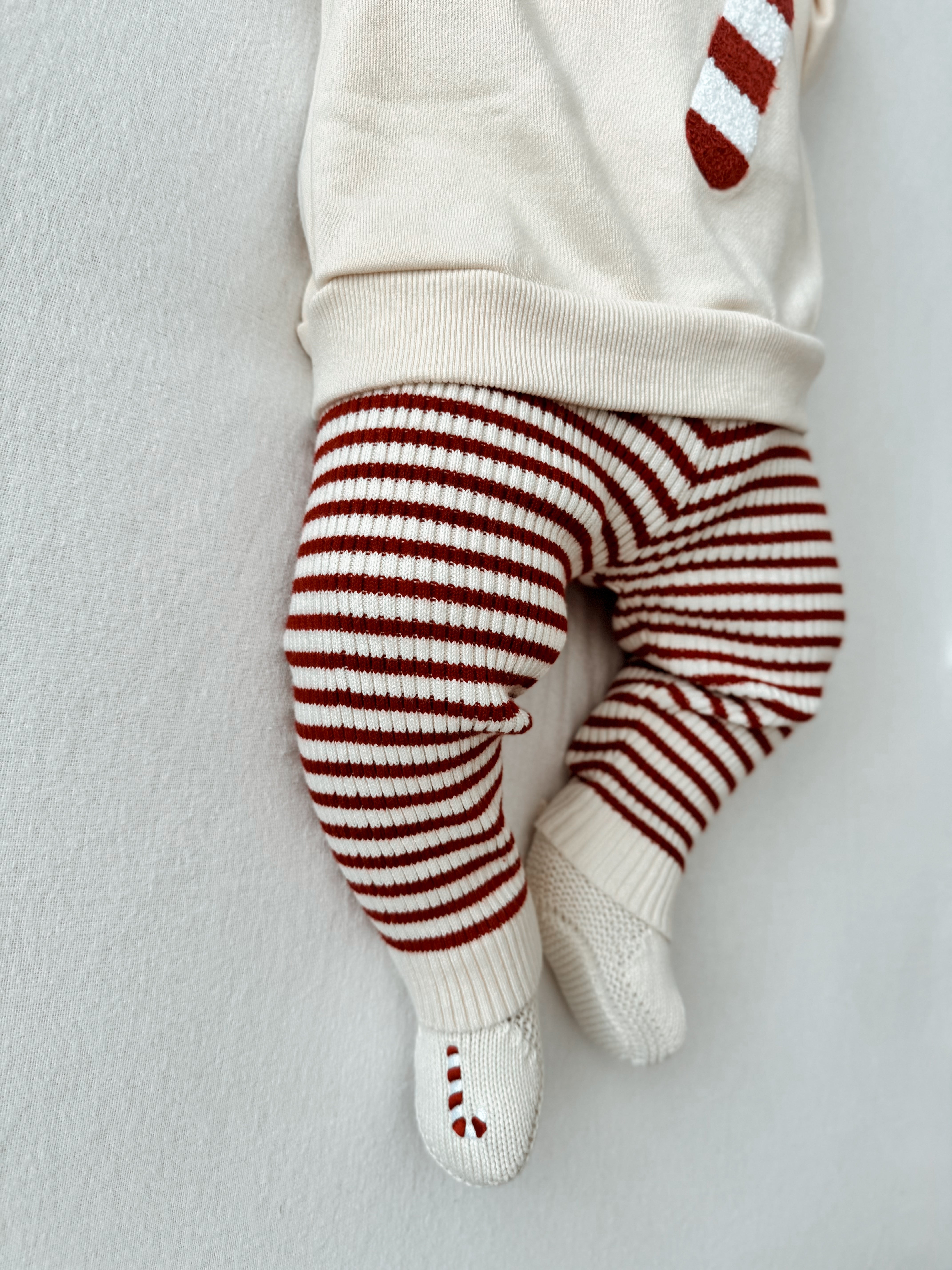 Candy Cane Embroidered Booties