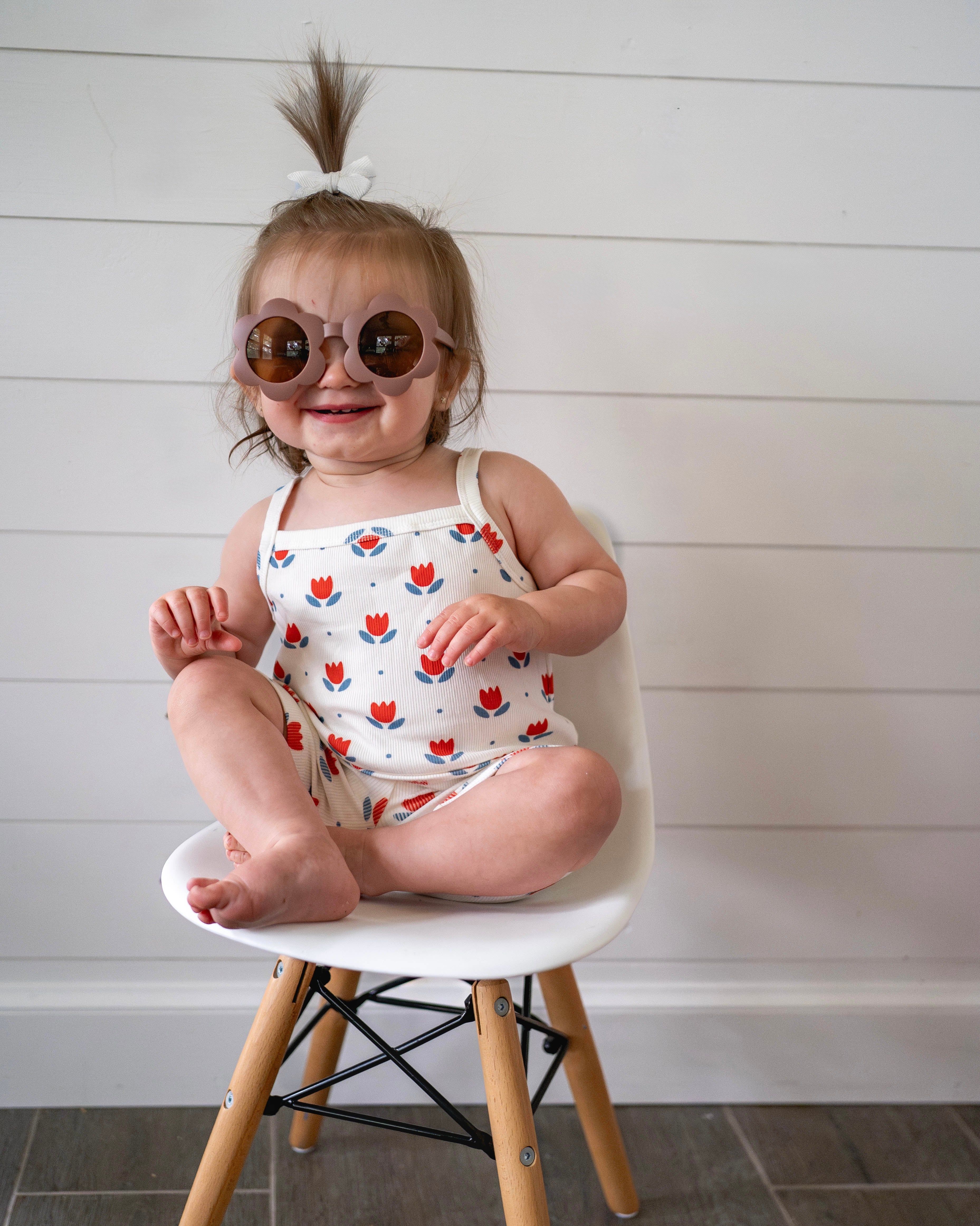 Red White & Blue Tulip Ribbed Bamboo 2pc Tank Set