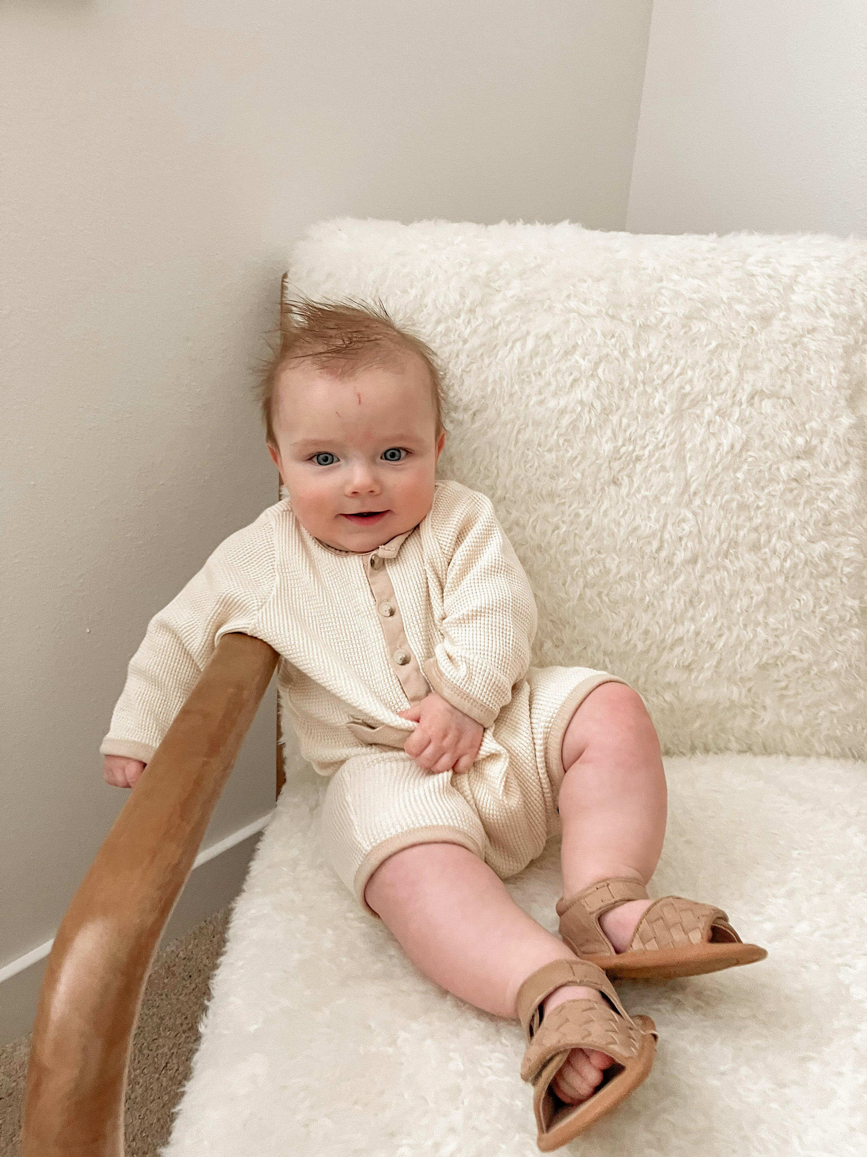 Leather Woven Sandal | Color 'Stone' | Soft Sole  Consciously Baby