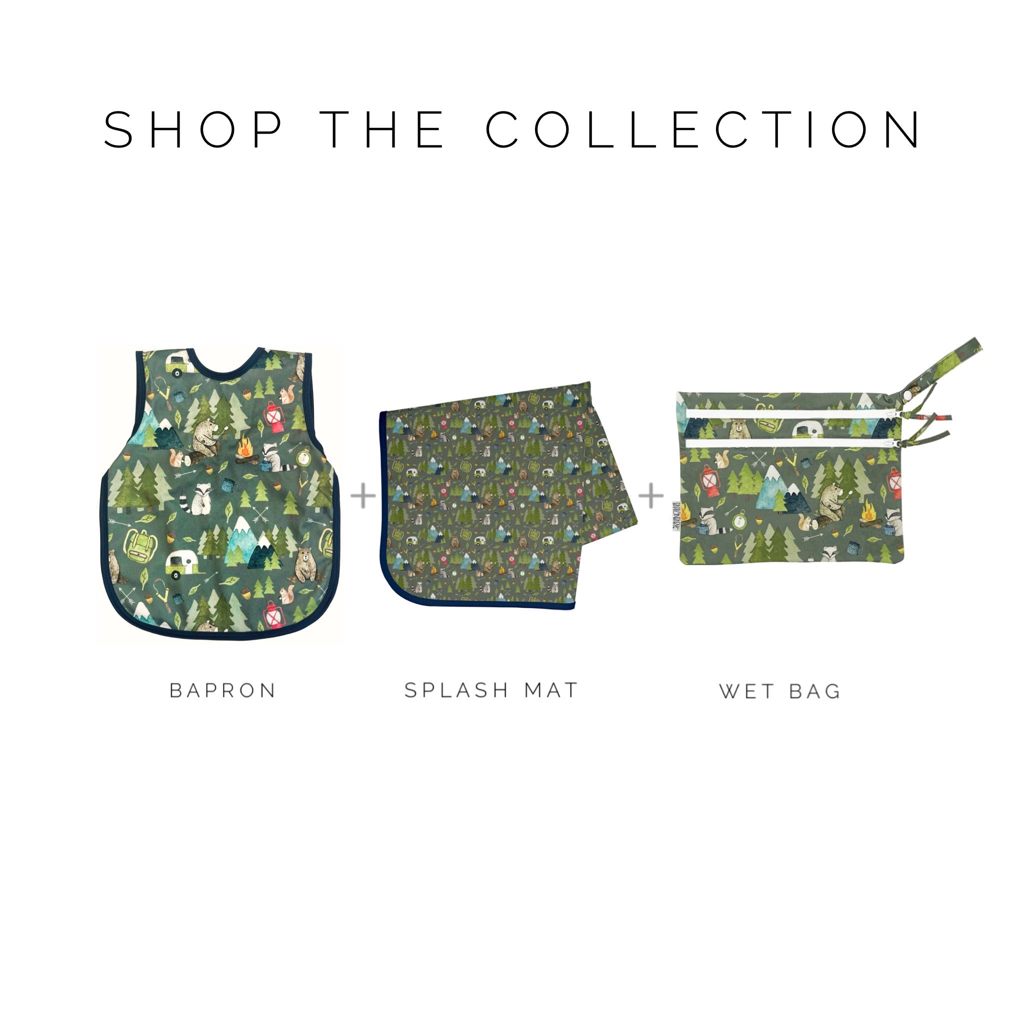 Camping Bears Splash Mat - A Waterproof Catch-All for Highchair Spills and More! BapronBaby