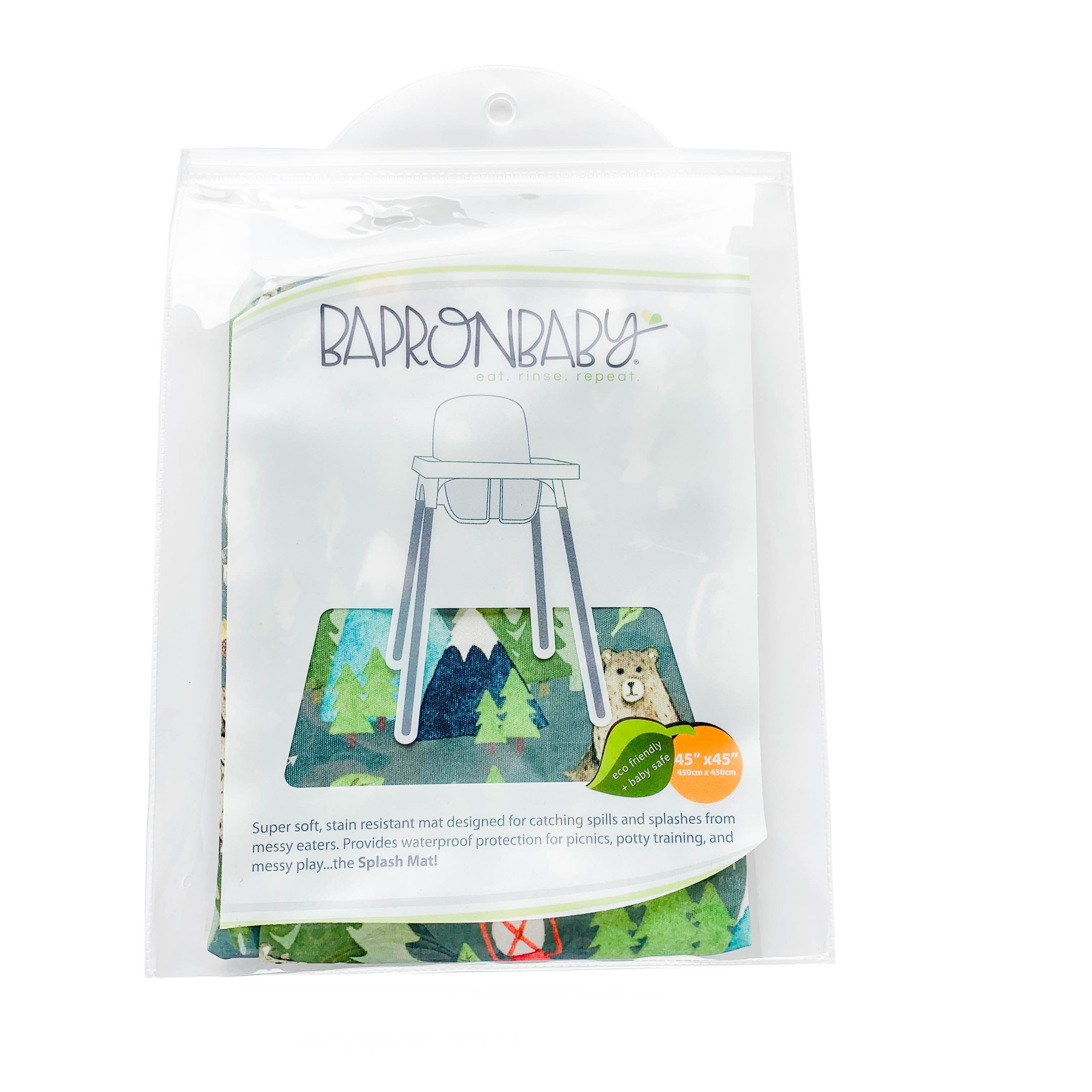 Camping Bears Splash Mat - A Waterproof Catch-All for Highchair Spills and More! BapronBaby